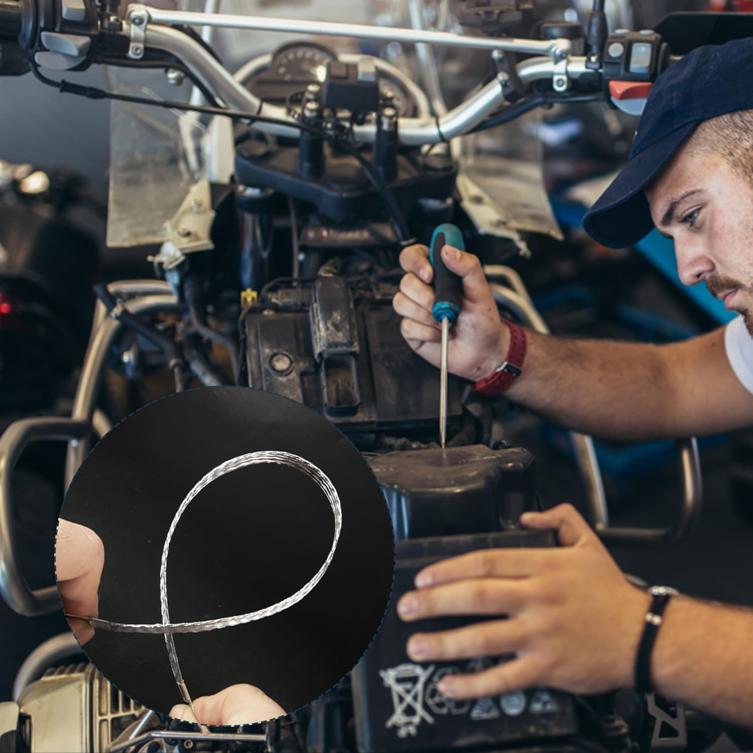 10pcs Universal Automotive Ground Straps, 10/12 inch Engine Ground Strap Kit Braided Copper Ground Straps Automotive Ground Stra