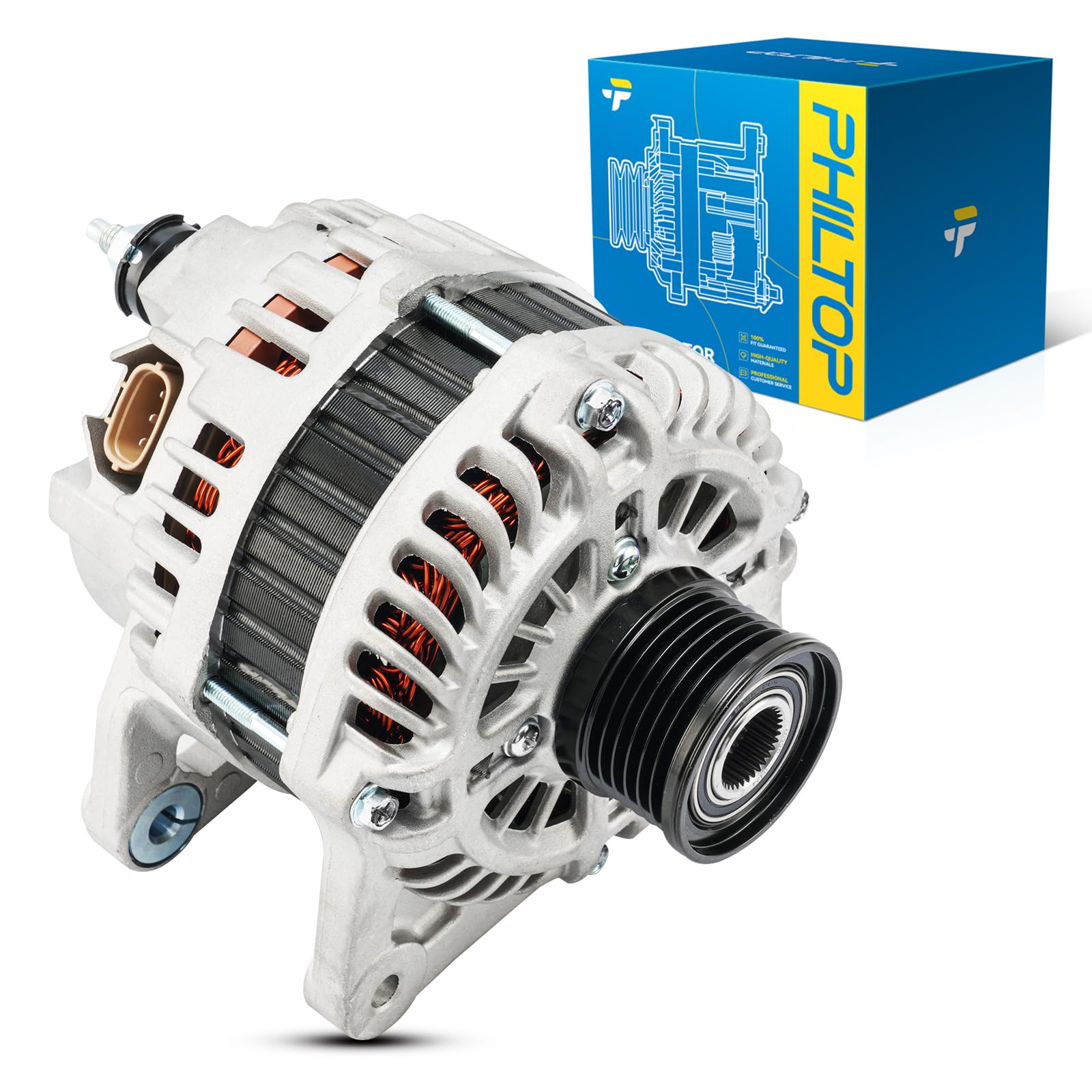 PHILTOP Alternator Compatible with Nissan Sentra 2005-2006 1.8L 2007-2010 2.0L, Versa 2007-2008 All Model/2009 1.8L, NV200 13-14
