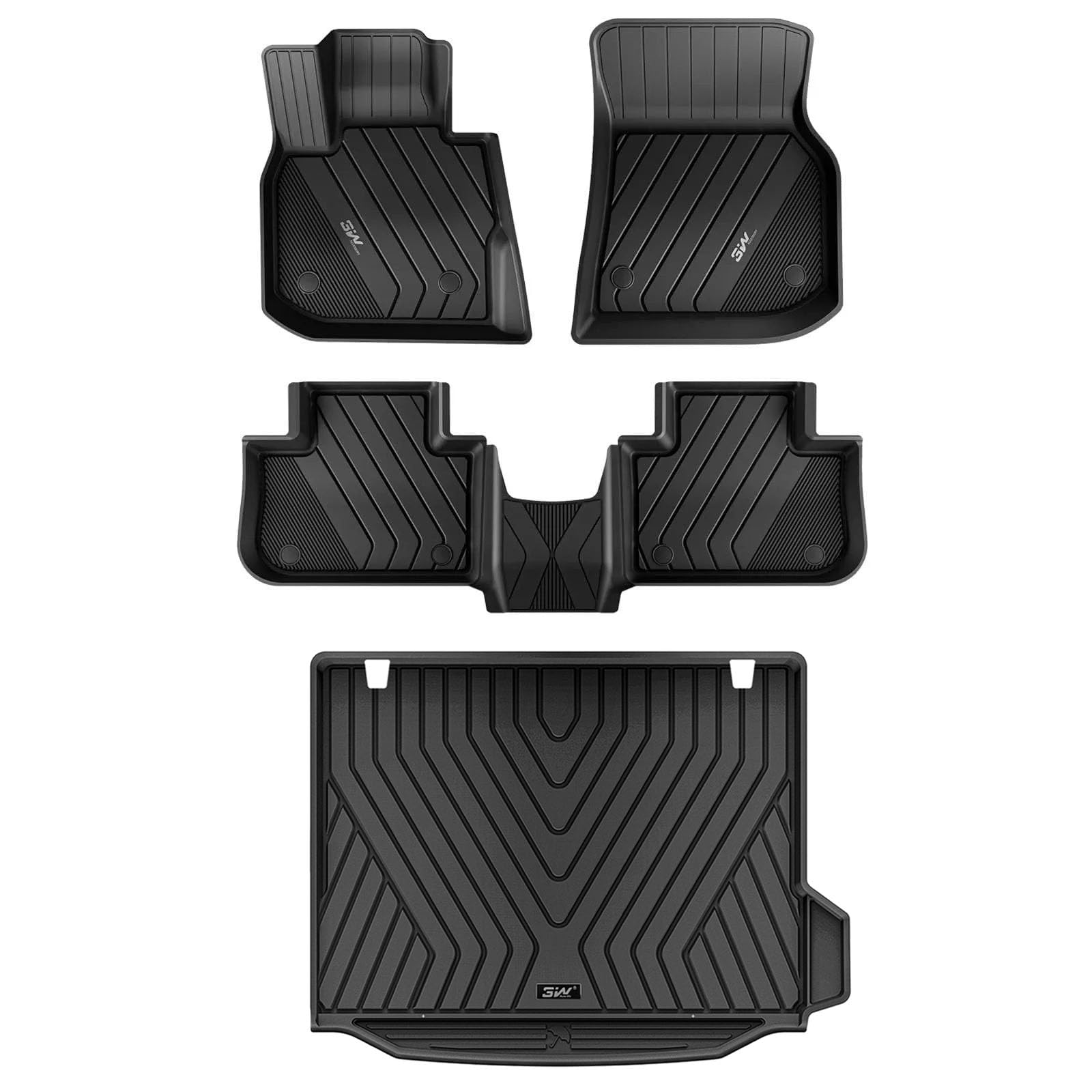 3W 2018-2024 Bmw X3 Floor Mats & Bmw X3 Cargo Liner, All Weather Tpe Bmw X3 Accessories Custom Fit For Bmw X3 30I M40I X3M Car Mats (Only For Car Without Spare Tire) (Don'T Fit X3 30E), 6Pcs