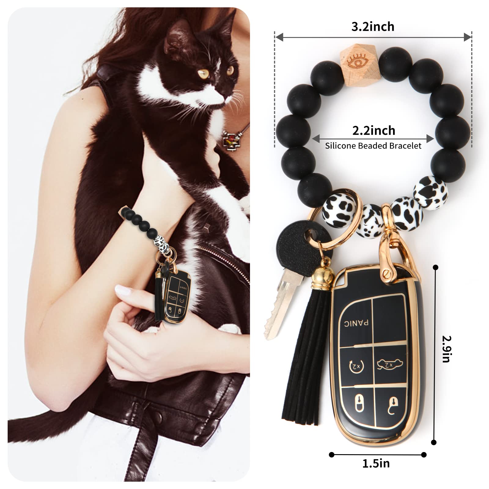 Qfungye For Jeep Accessories Wristlet Key Fob Cover, Anti-Fingerprint Special Tpu Key Case,Compatible With Grand Cherokee Renega