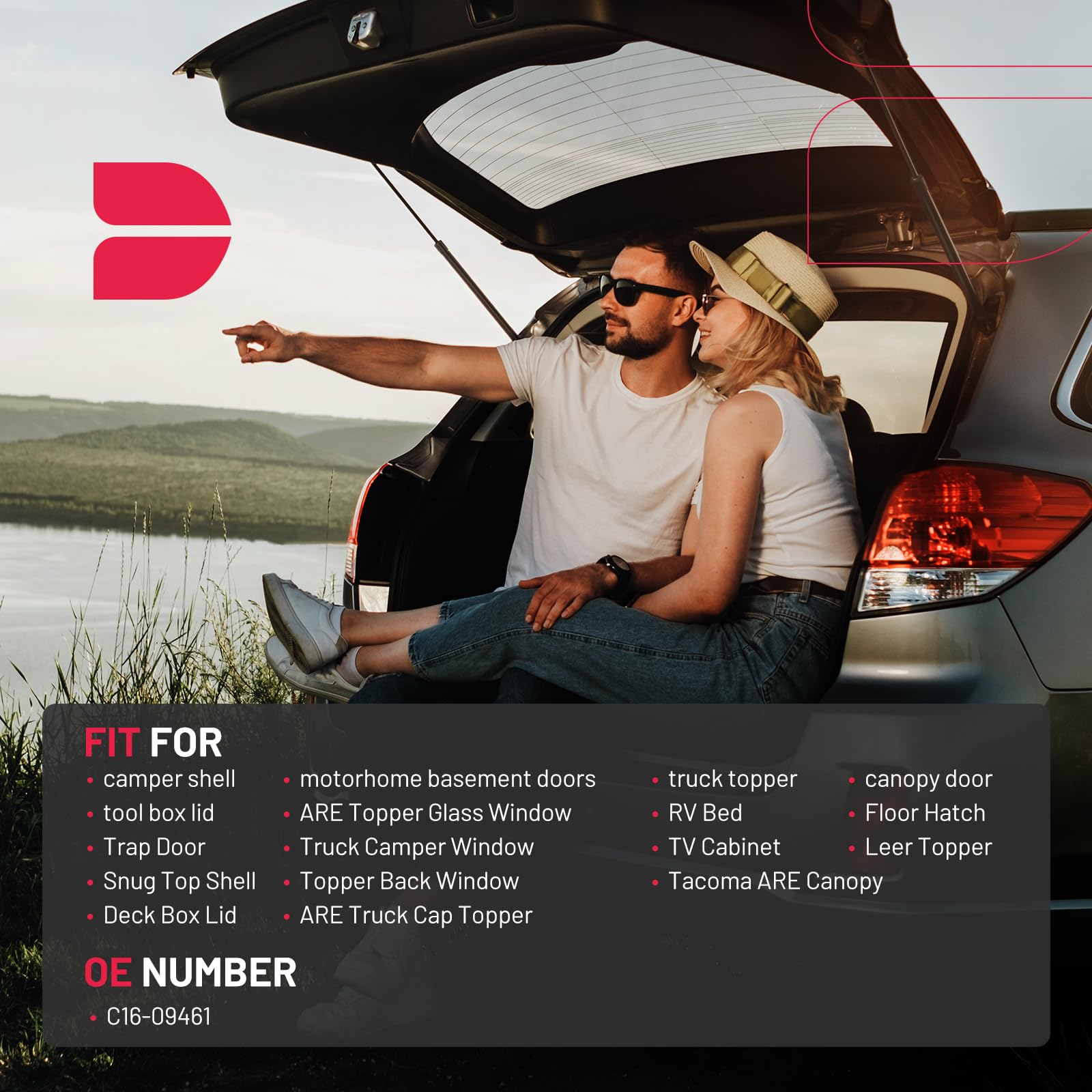 Bdfhyk C16-09461 14 Inch 40Lbs/(178N Gas Struts Shocks Lift Support For Are Leer Camper Shell Topper Rear Window, Truck Bed Cove