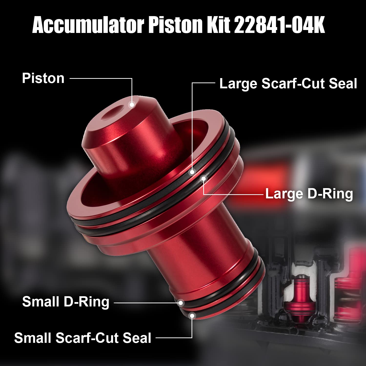 Anodized Aluminum Billet Accumulator Piston Kit Fit for Chrysler 42RE, 42RH, 46RE, 46RH, 47RE, 47RH, 48RE, A727, A904 22841-04K