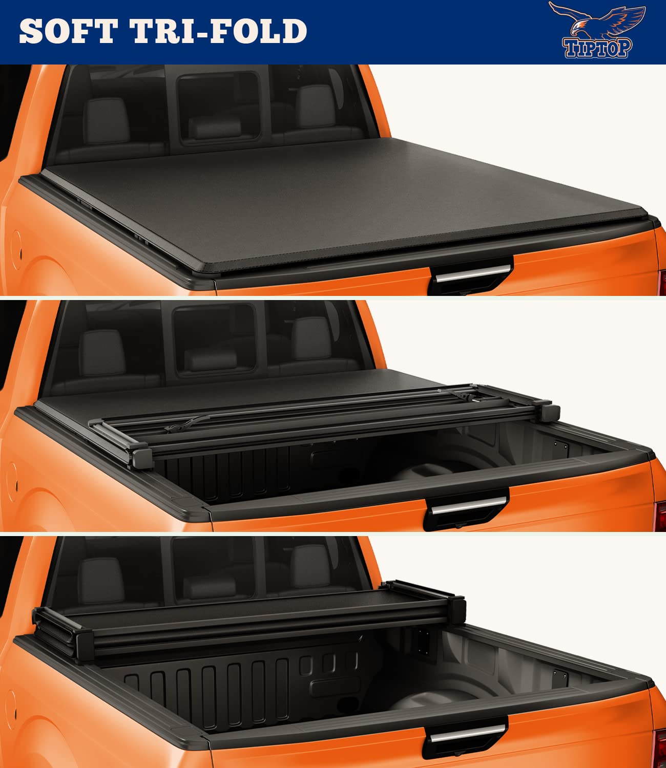 Tiptop Soft Tri-Fold Tonneau Cover Truck Bed For 2015-2025 Chevy Colorado/Gmc Canyon 5.2Ft Bed (61.7'') | Tpx3 |