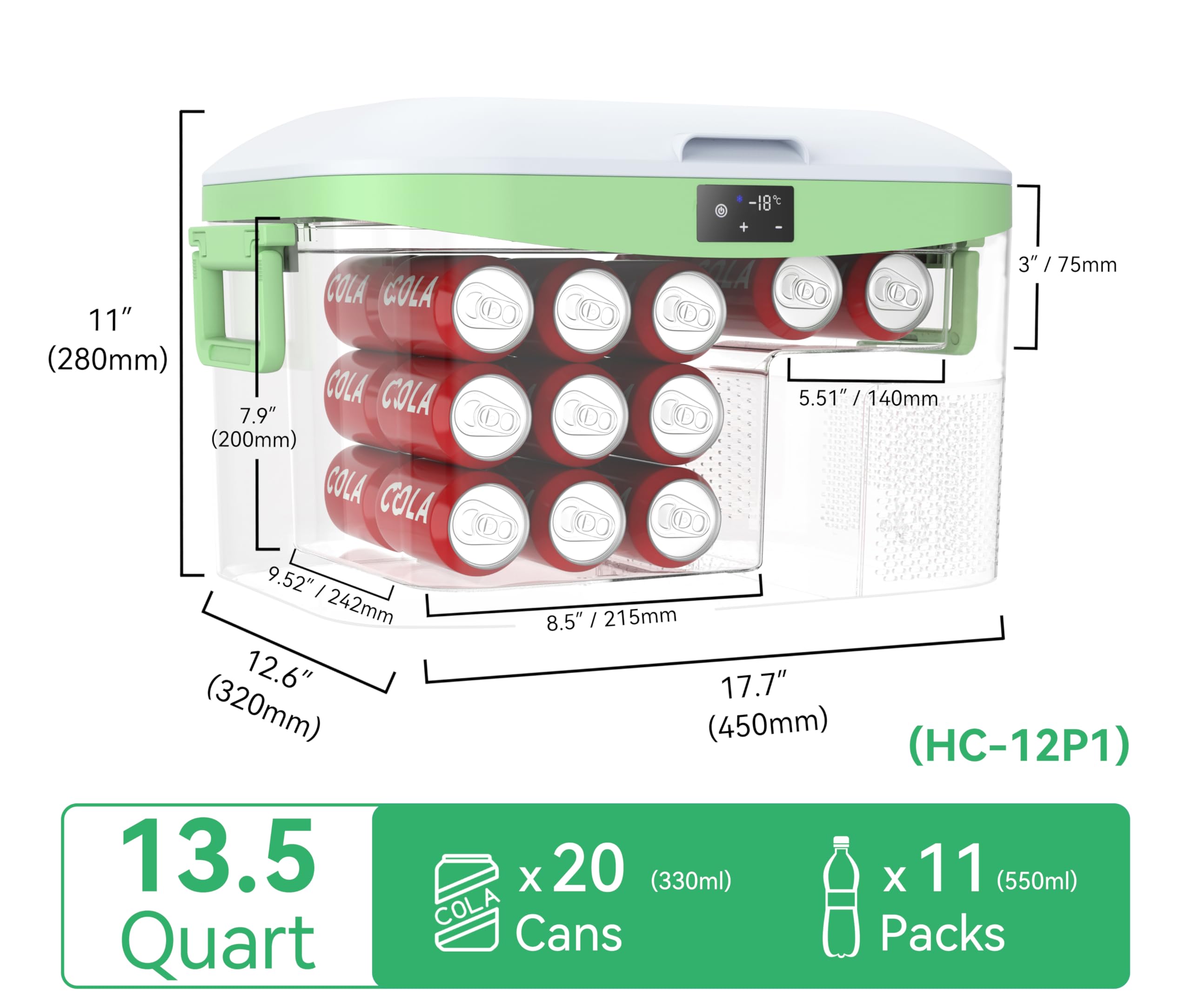 Megiu 12 Volt Refrigerator Portable Car Freezer 13.5 Quart (12.8 Liter) Compressor Cooler 12V/24V DC 110~240 Volt AC for Truck V