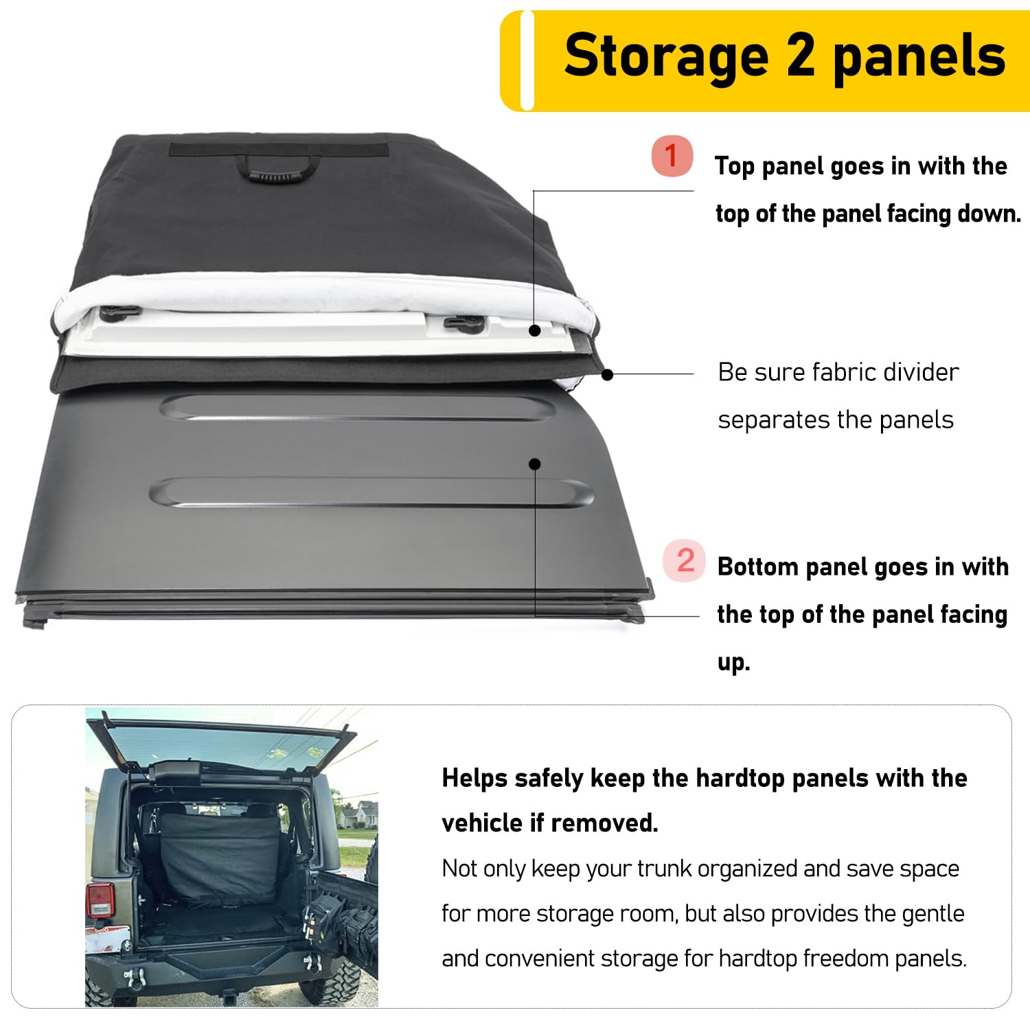 Camoo Freedom Panel Hard Top Storage Bag with Handle Compatible with 2007-2024 Jeep Wrangler JK JKU JL JLU Sports Sahara Freedom