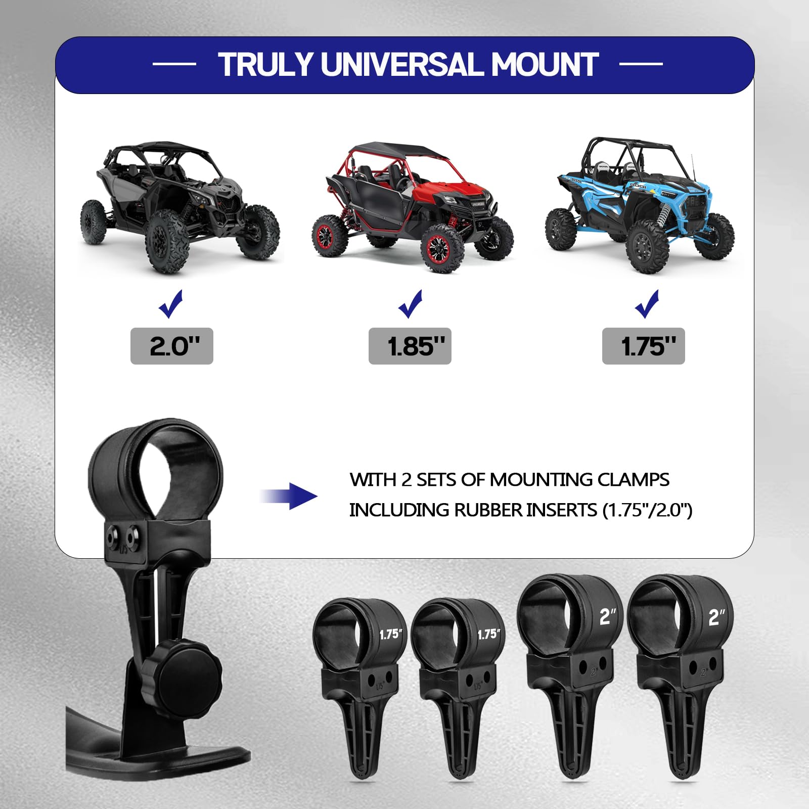 Unigt 16.5' Ultra View Utv Rearview Mirrors With 1.75-2.0' Clamps Compatible With Polaris Rzr 800 900 1000 Turbo, Can Am Maverick, Honda Pioneer Talon, Kawasaki Sxs Utv Mirror - Fit Until 2024