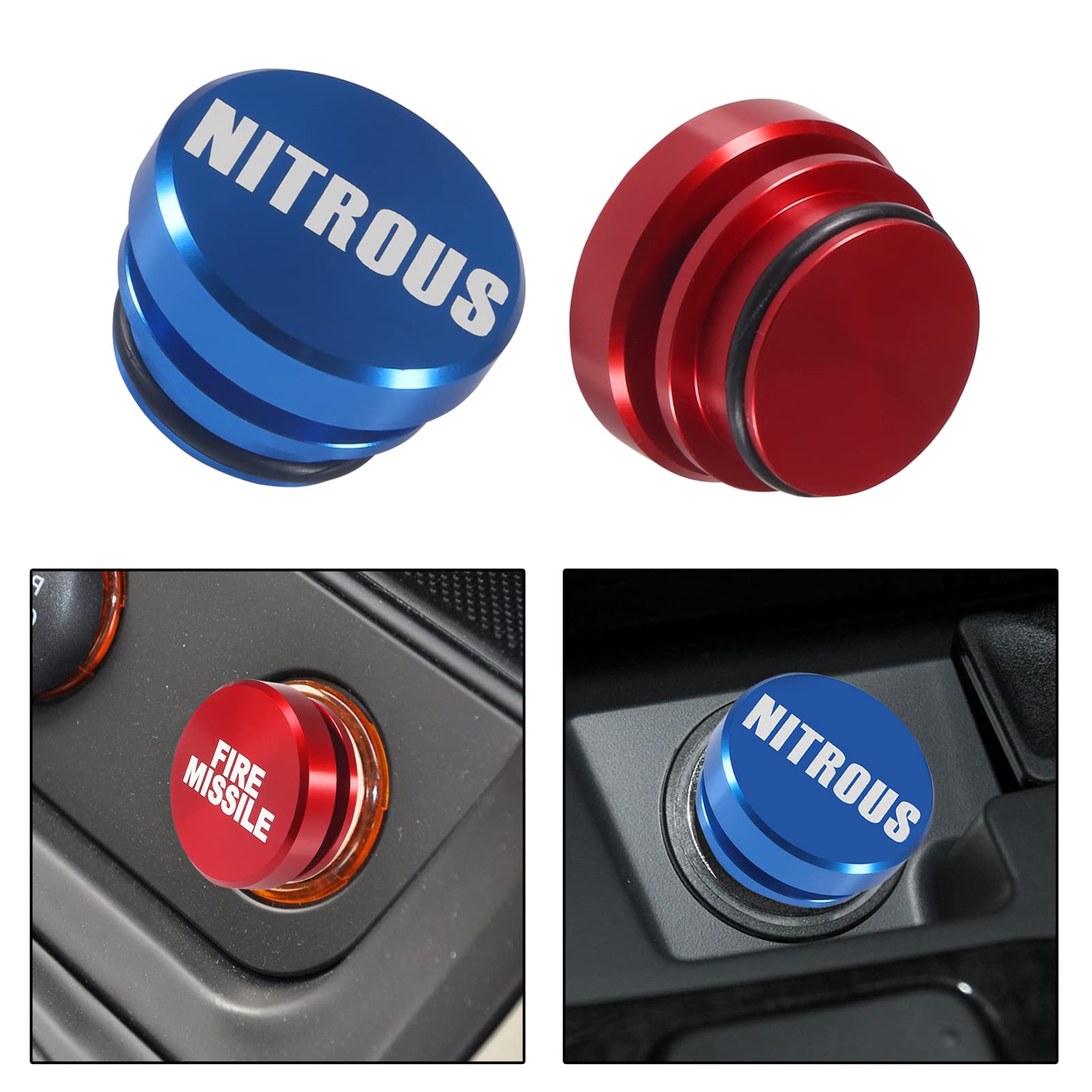 Dweii 3 Pieces Aluminum Dustproof Plug Billet Button Plugs, Standard 12-Volt Replacement Accessories, Car Novelty Button Lighter