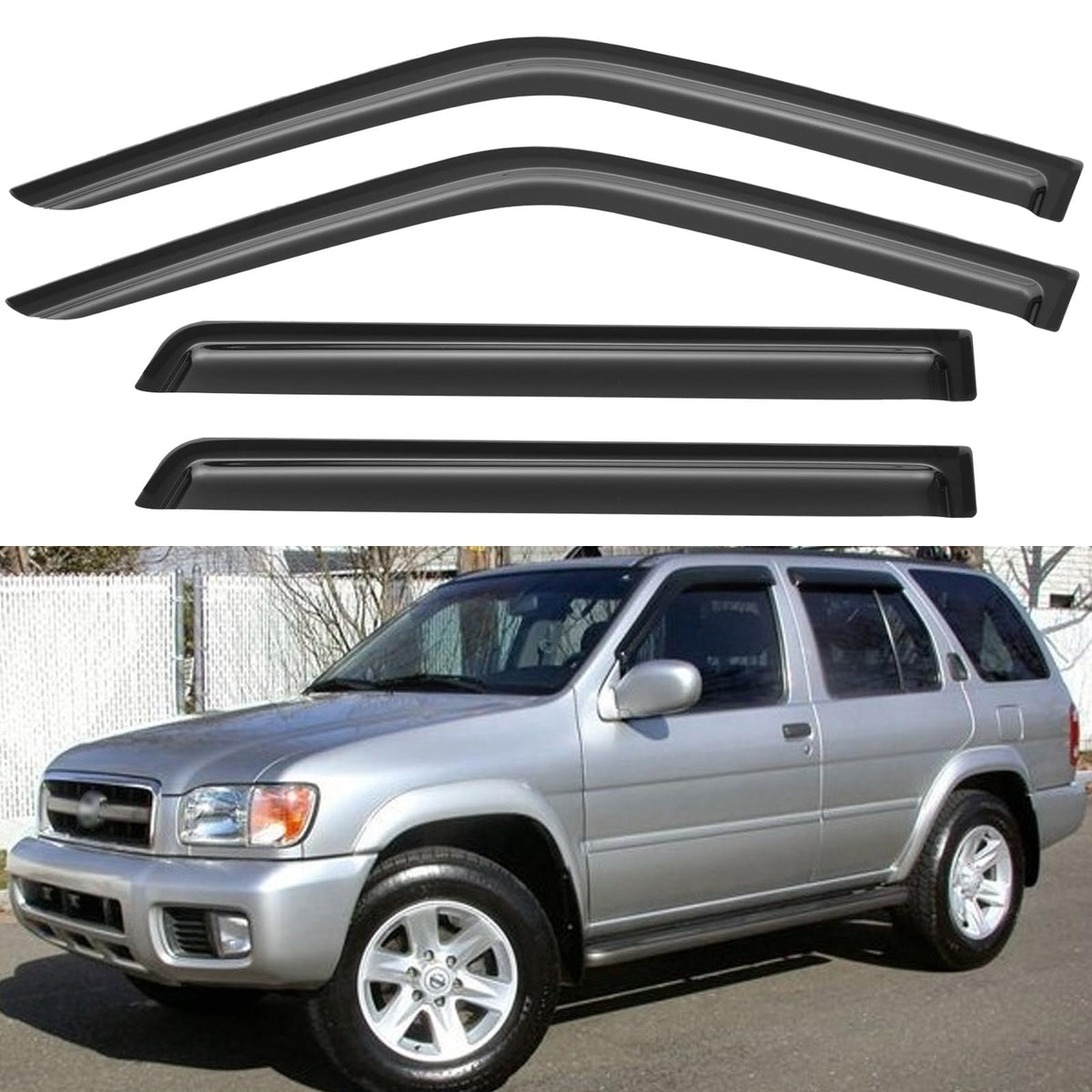 Window Visors Rain Guards for 1996-2004 Nissan Pathfinder, Out-Channel Window Vent Wind Deflectors Visors Shades for 1997-2003 I