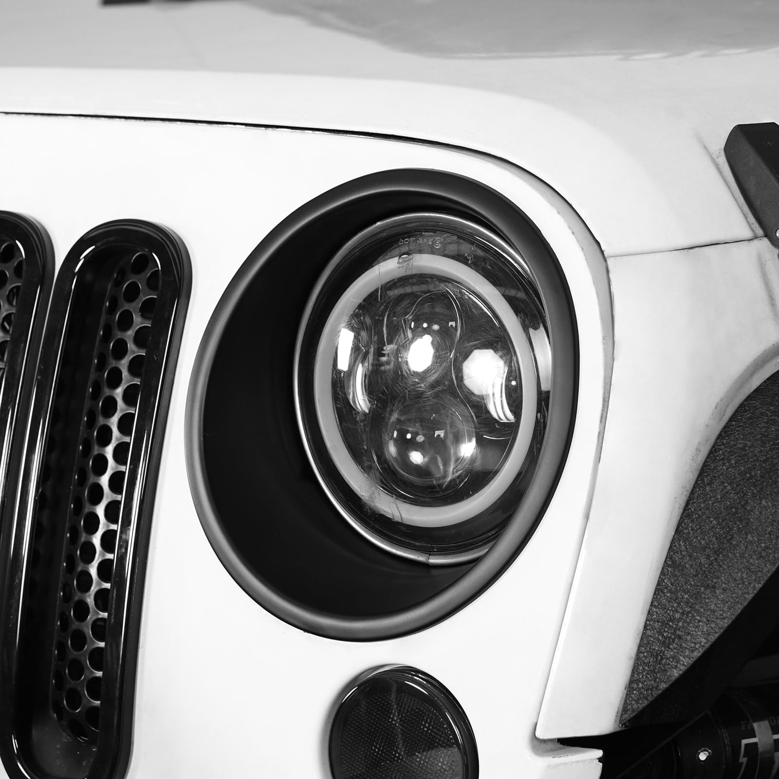 Hooke Road Matte Black Headlight Bezels Headlight Cover Trim For 2007-2015 Jeep Wrangler Jk & Wrangler Unlimited