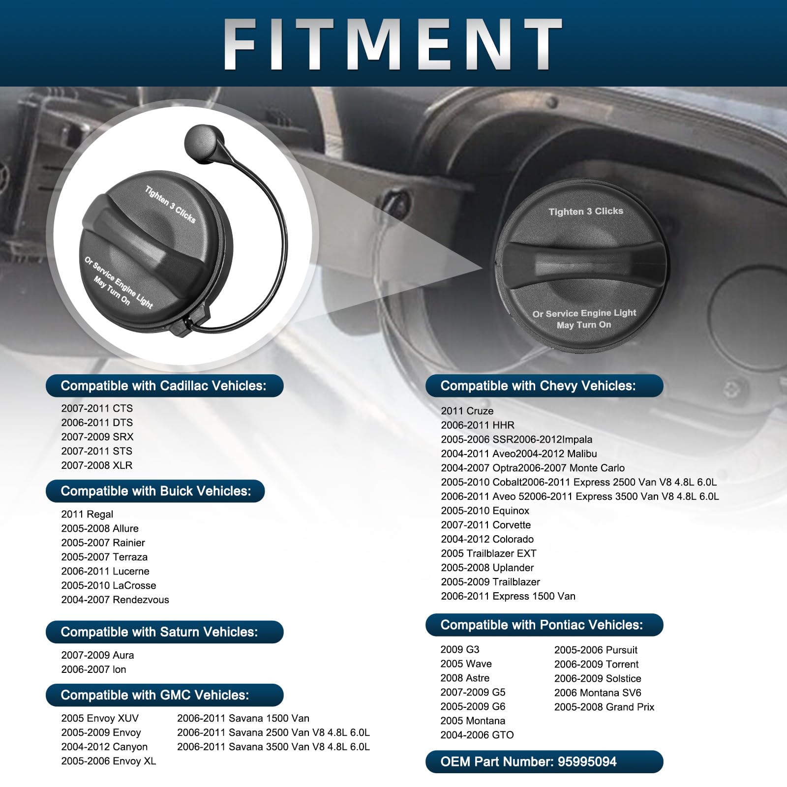 Fuel Tank Cap Gas Cap Compatible With Buick Cadillac Chevrolet Gmc Pontiac 2004-2011 Aveo 2006-2012 Impala 2005-2010 Lacrosse Co