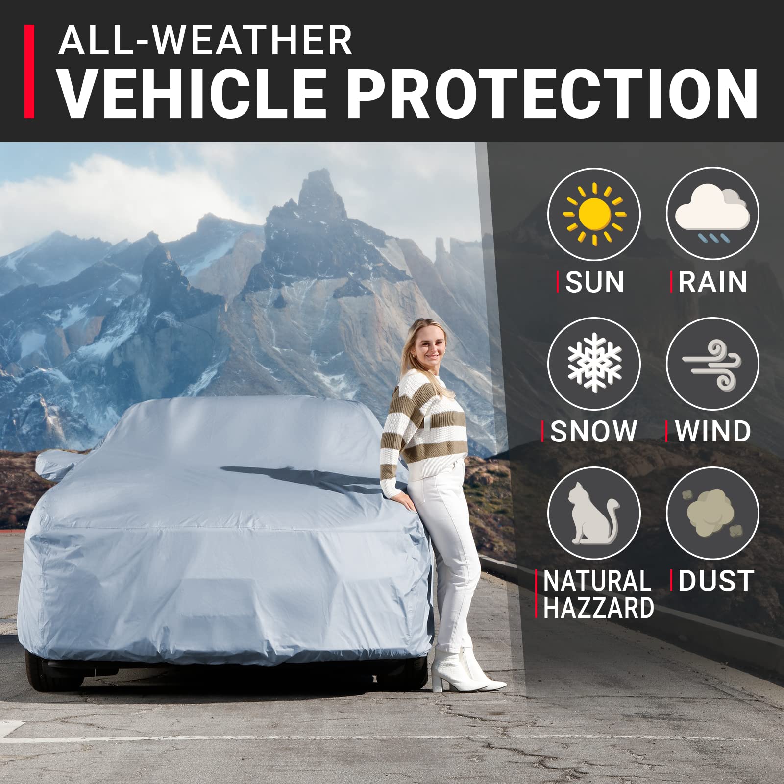 iCarCover 15-Layer Car Cover Waterproof All Weather | Premium Quality Car Covers for Automobiles, UV Protection, Jaguar XJ XJL X
