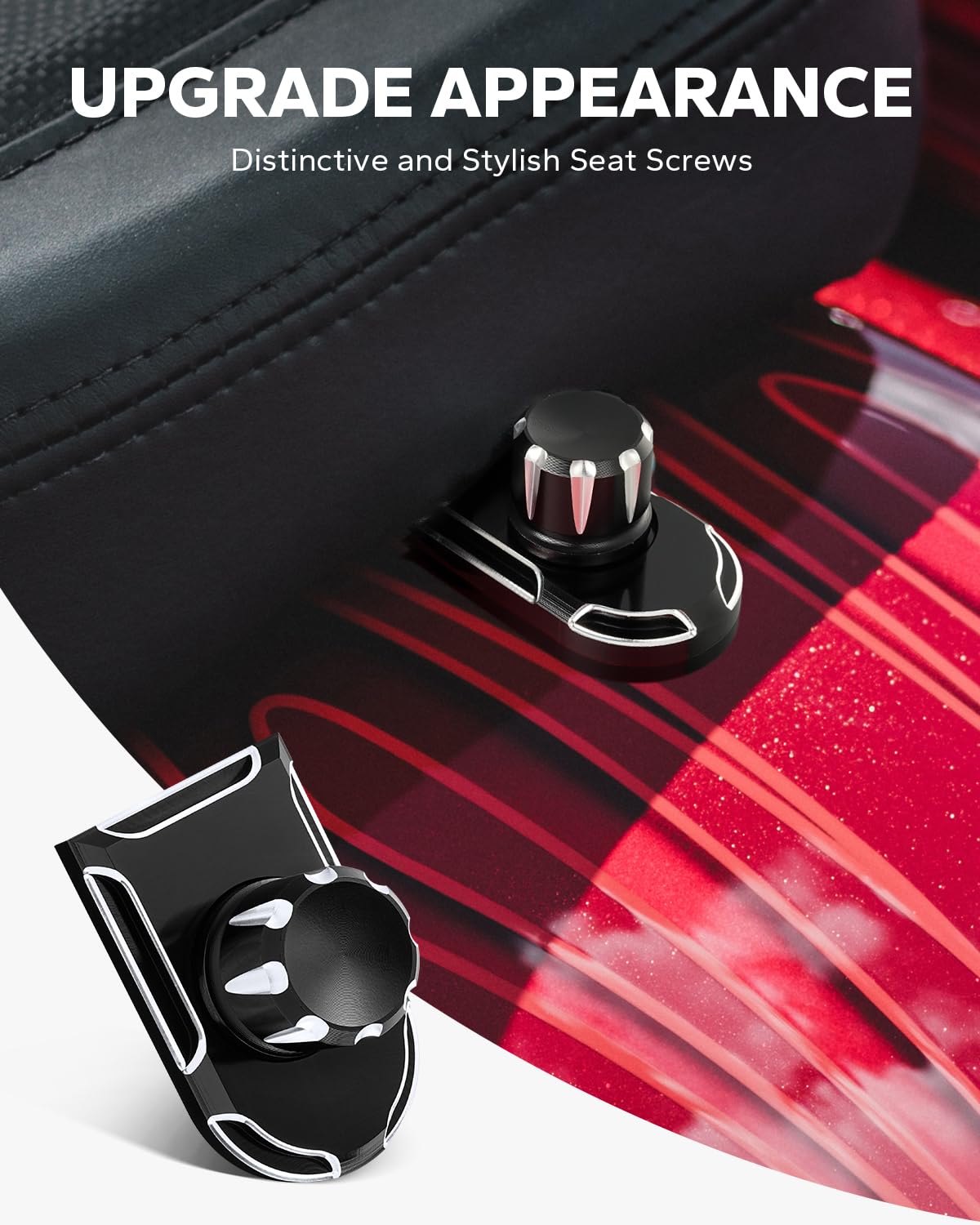 Amazicha Black Knurled Stainless Steel Screw Seat Bolt With Knob Cover Tab Compatible For Harley Davidson Touring 1996-2024