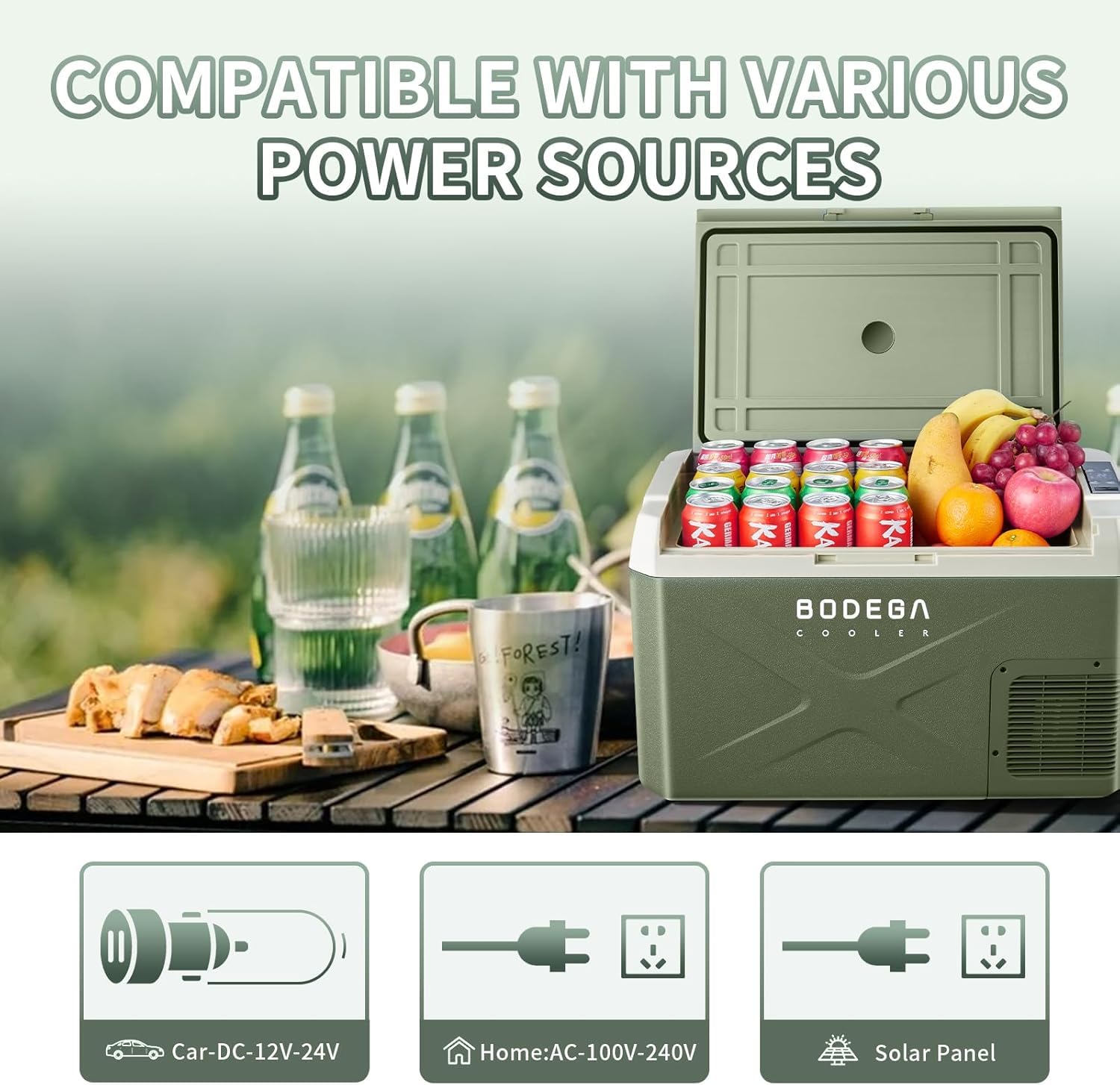 Bodegacooler 12 Volt Car Refrigerator, Car Fridge Portable Freezer App Control, 32.1Quart Travel Compressor Cooler -4?-68?, 12/2