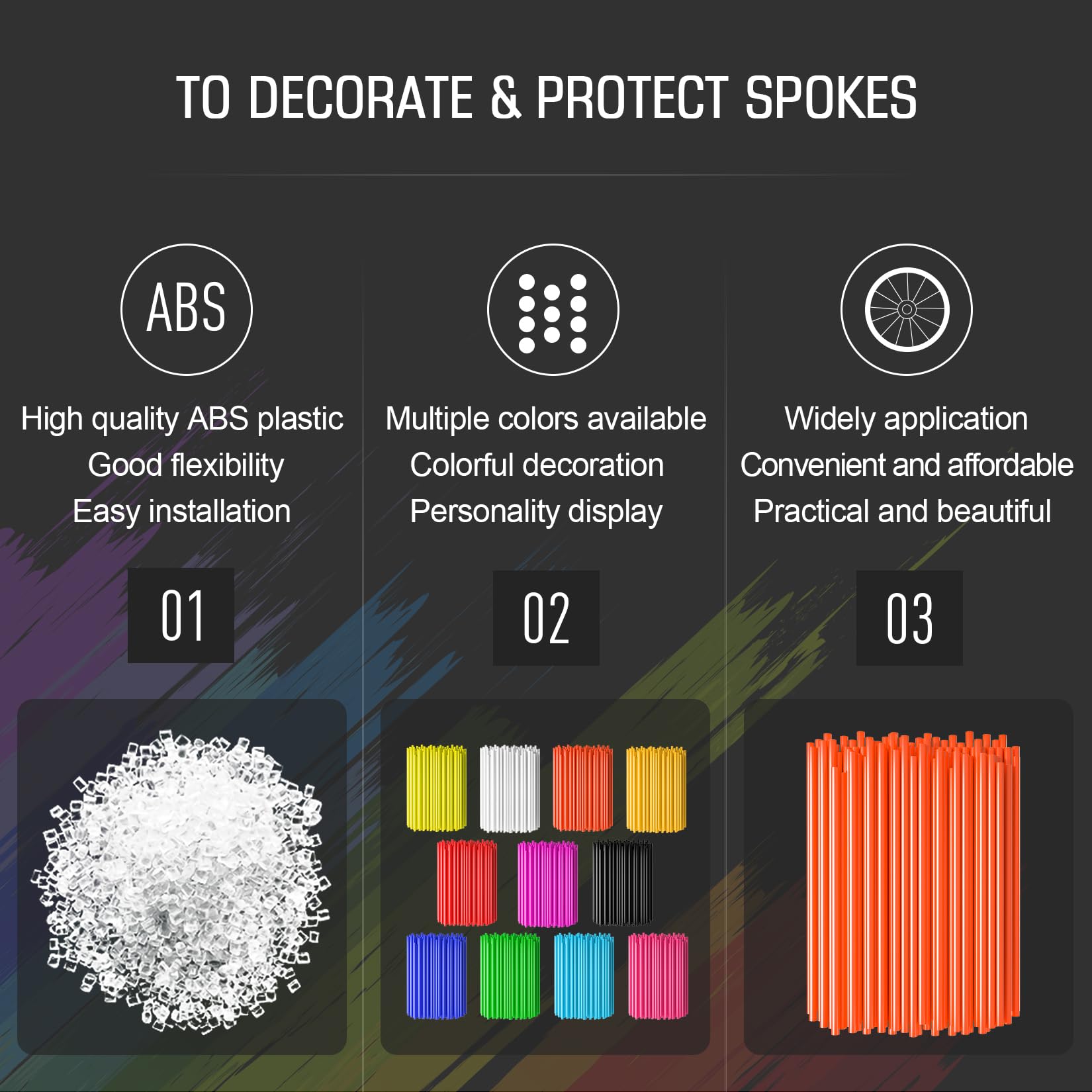 Psler 72 Pcs Orange Spoke Skins Spoke Trim Wrap Cover Decoration Protector Pipe Motocross Pit Dirt Bike Aaccessories