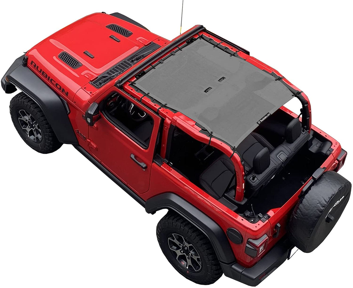 Shadeidea Sun Shade Top For Jeep Wrangler Sunshade Jl (2018-2023) 2 Door Sun Shade Front And Rear - Gray Mesh Screen Top Cover U