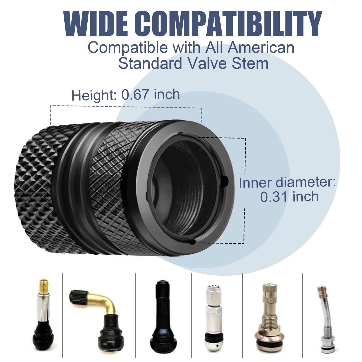 Tire Valve Stem Caps - 4 Pack Anti-Corrosion Premium Anodized Alloy Tyre Air Valve Caps N2 Nitrogen For Car Suv Bike Black