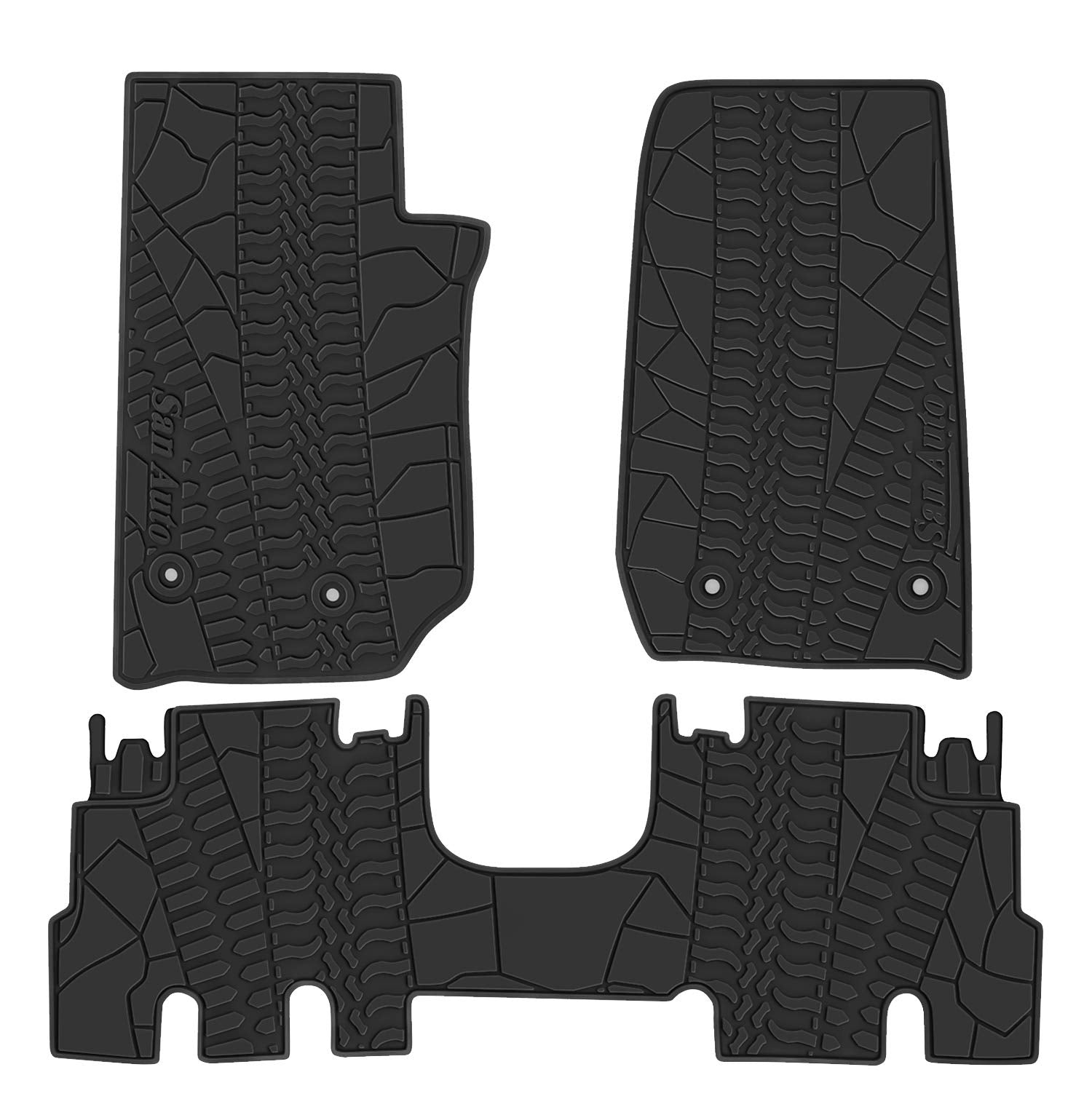 San Auto Car Floor Mat For Jeep Wrangler 4 Door Sahara Rubicon Jk 2014 2015 2016 2017 2018 Full Set 4 Pieces Custom Fit Full Bla