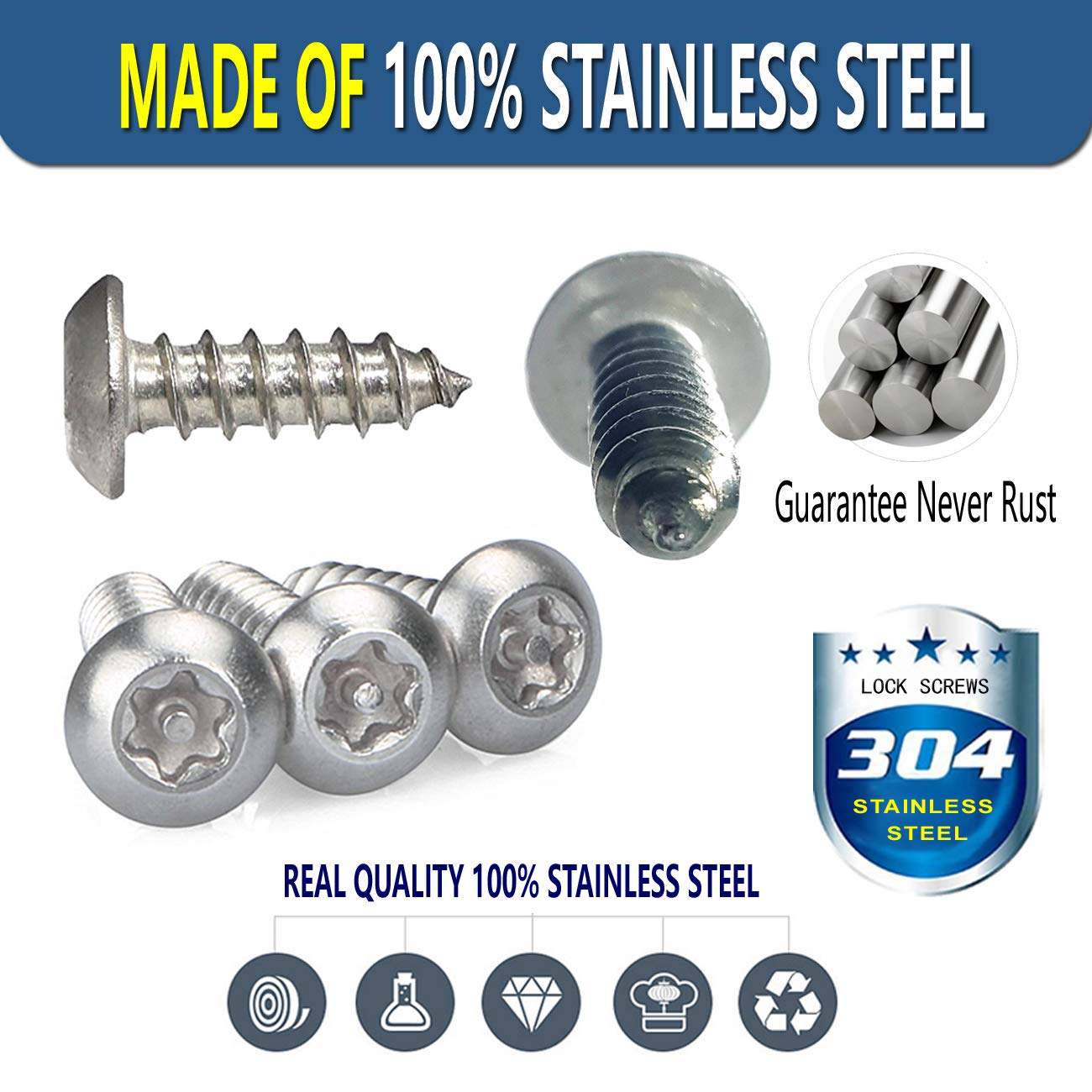 Zxfoog Stainless Steel License Plate Screws- Rustproof Plate Screws For Fastening Front Or Rear Plate Frame Holder Cover, Licens