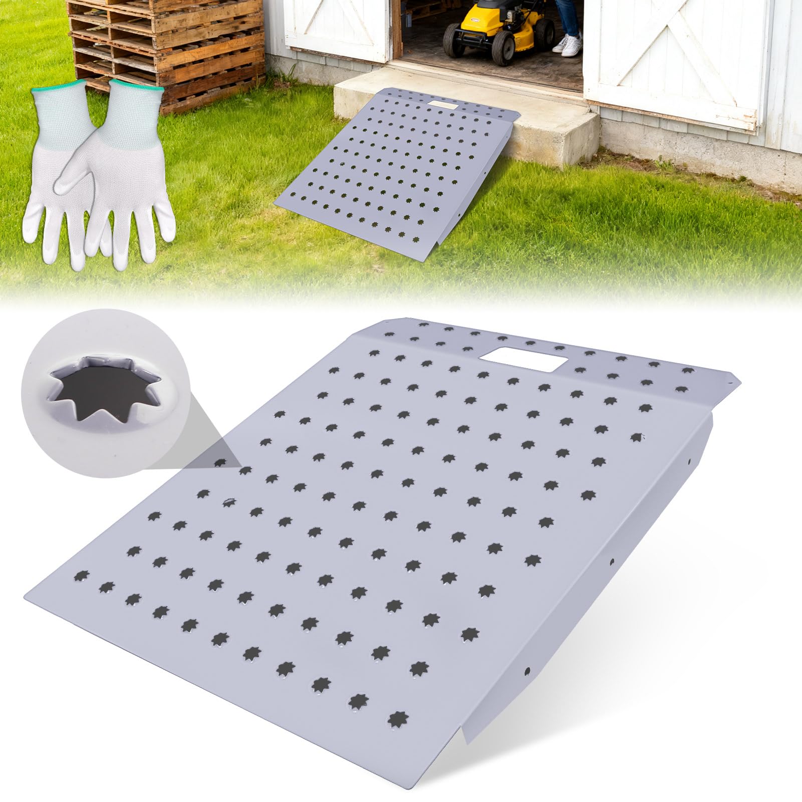 W&JWN Shed Ramp for Riding Mower 1PC Ramps for Sheds 29  Lx24 W 800 LBS Anti-Slip Shed Ramp for Garages Barns ATV Shed Entrance 