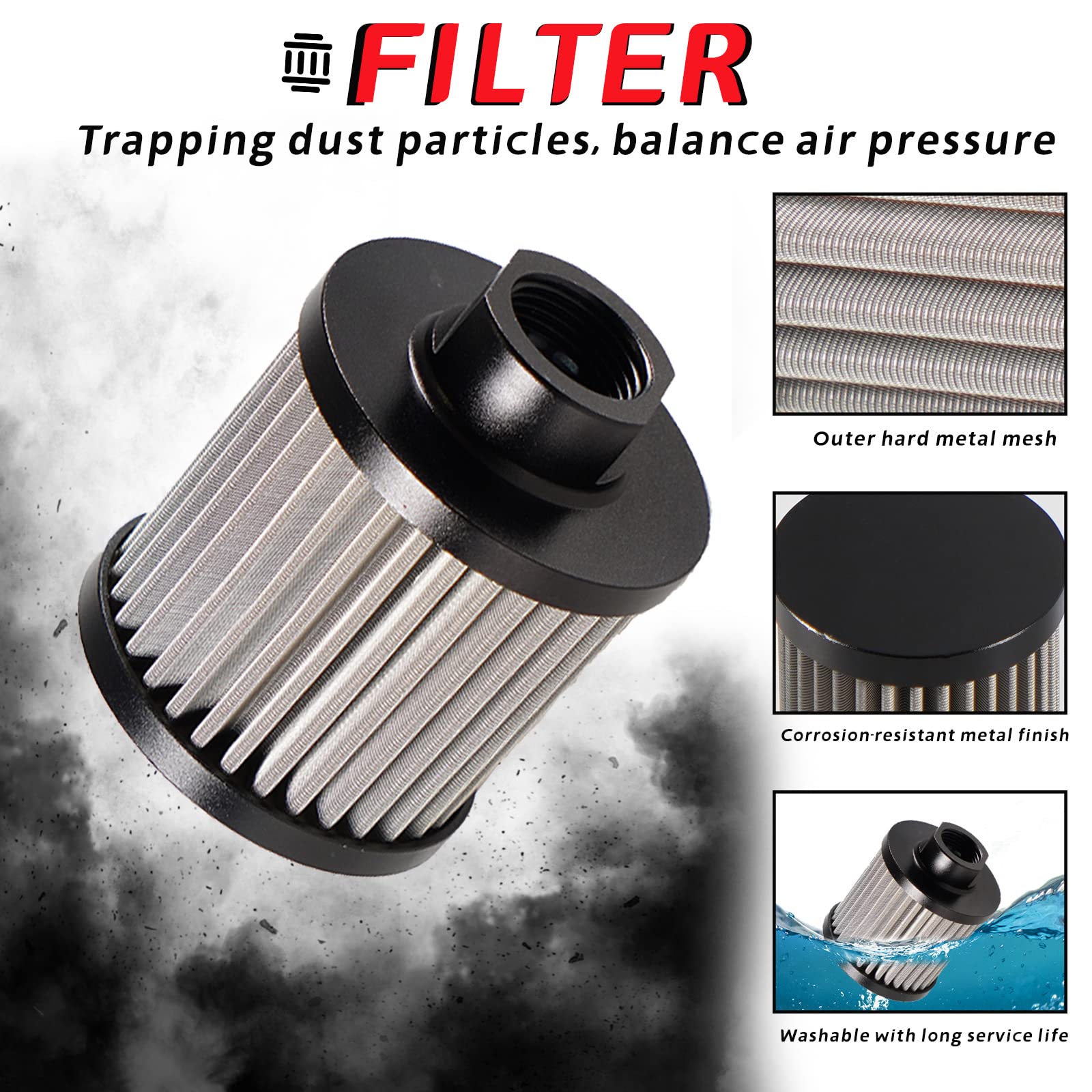 Poseng Universal 10An Oil Catch Can Tank Baffled 1L With Filter Aluminum Black Htracing