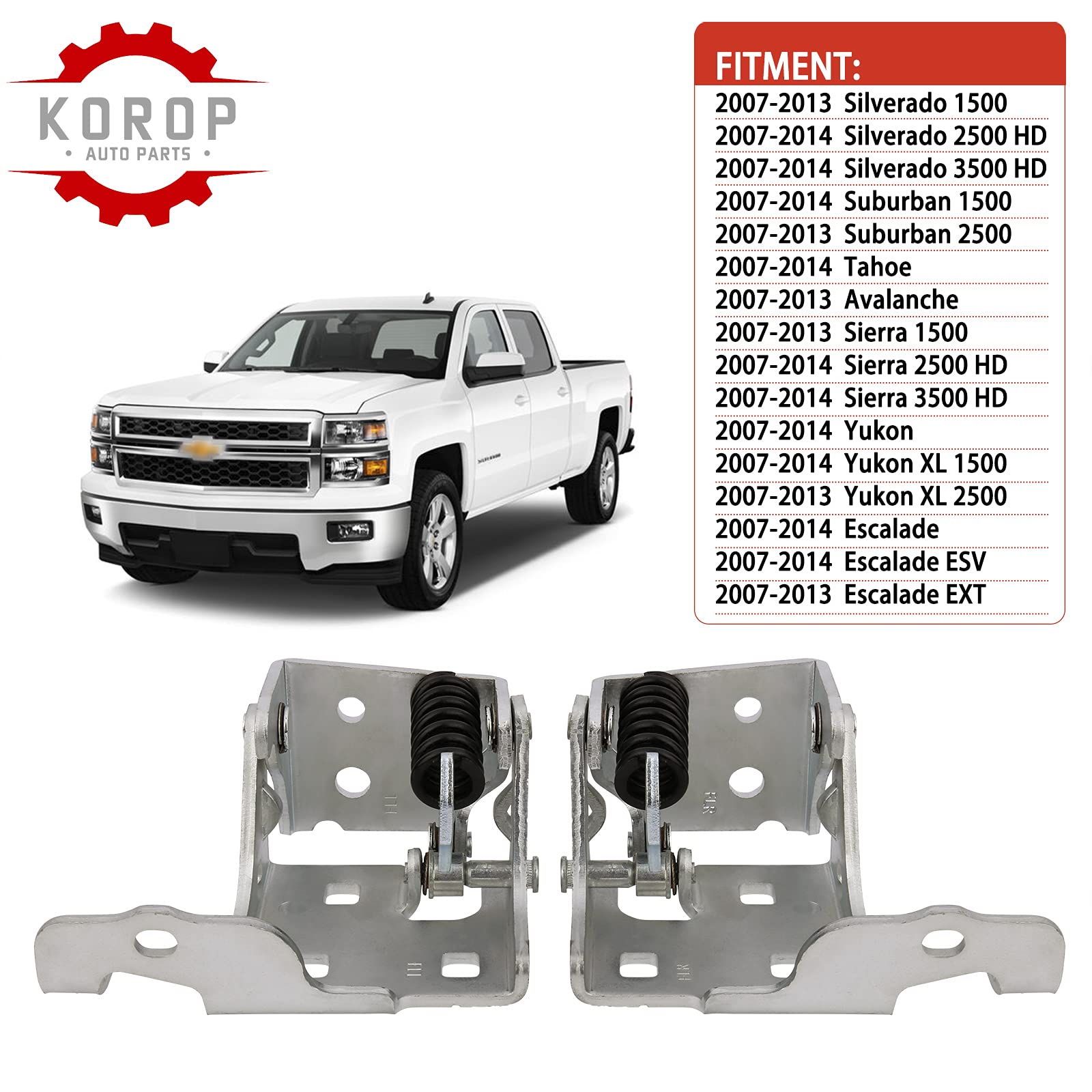 Front Lower Door Hinge (1 Pair) Fits For 2007-2014 Chevy Silverado Suburban Tahoe Avalanche Gmc Sierra Yukon Cadillac Escalade,