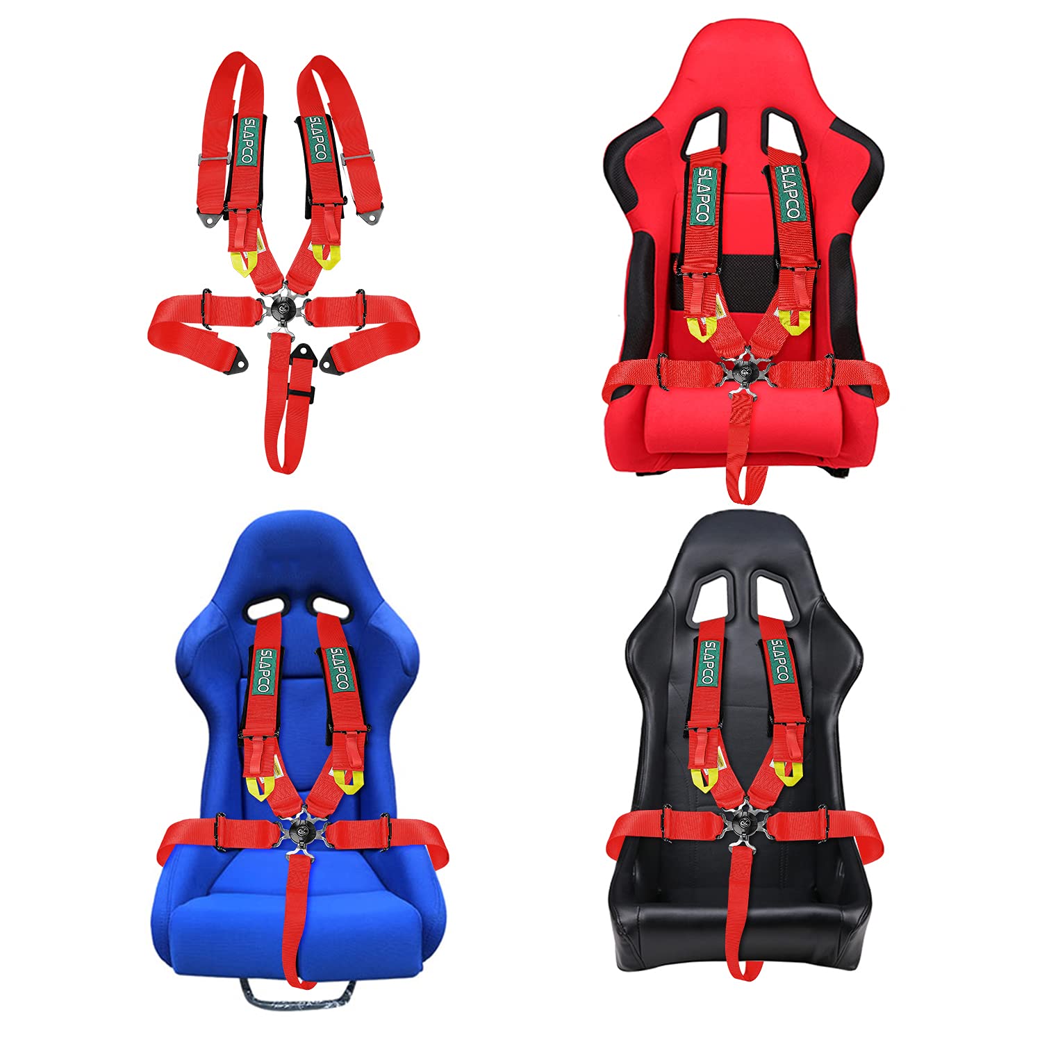 Bestzheyu Compatible For 5-Point Racing Safety Harness Set With Ultra Comfort Heavy Duty Shoulder Pads Universal Polyester Safet