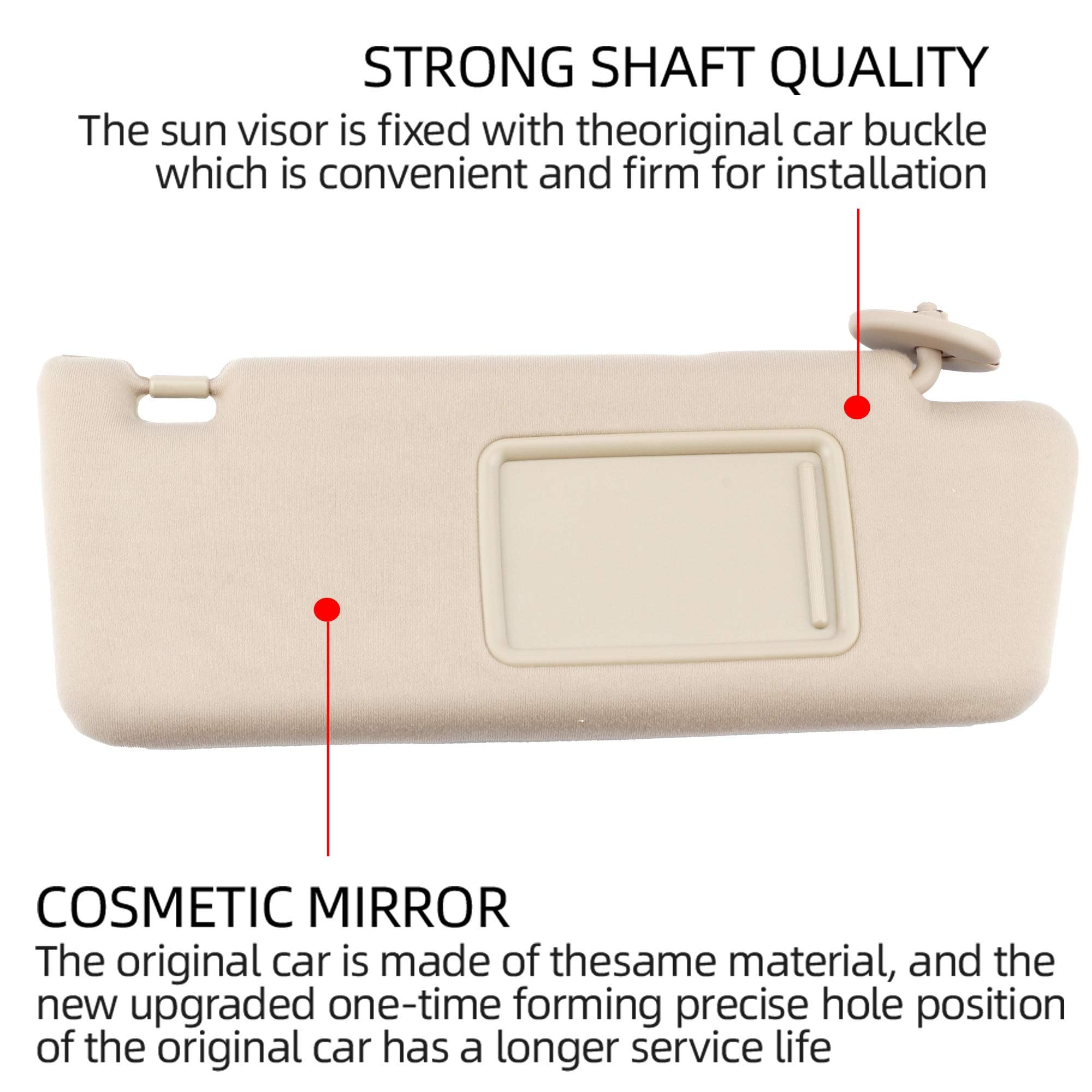 Dasbecan Left Driver & Right Passenger Side Sun Visor Compatible With Toyota Tacoma 2005-2012 2013 2014 2015 (Beige)