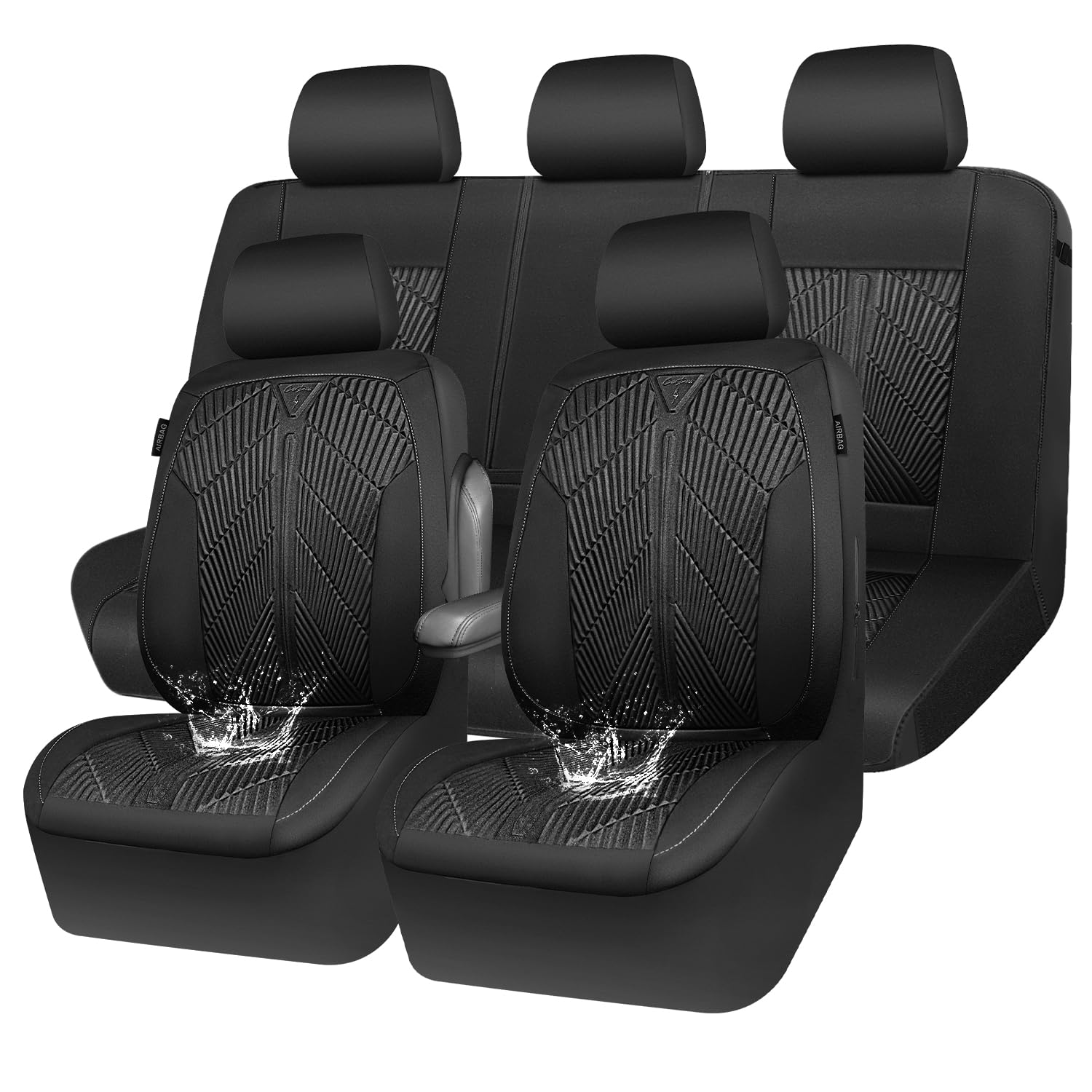 Car Pass Waterproof Seat Covers Full Set,Neoprene Wetsuit, All-Weather Non-Slip Durable, Universal Fit For Suv, Sedans, Trucks,