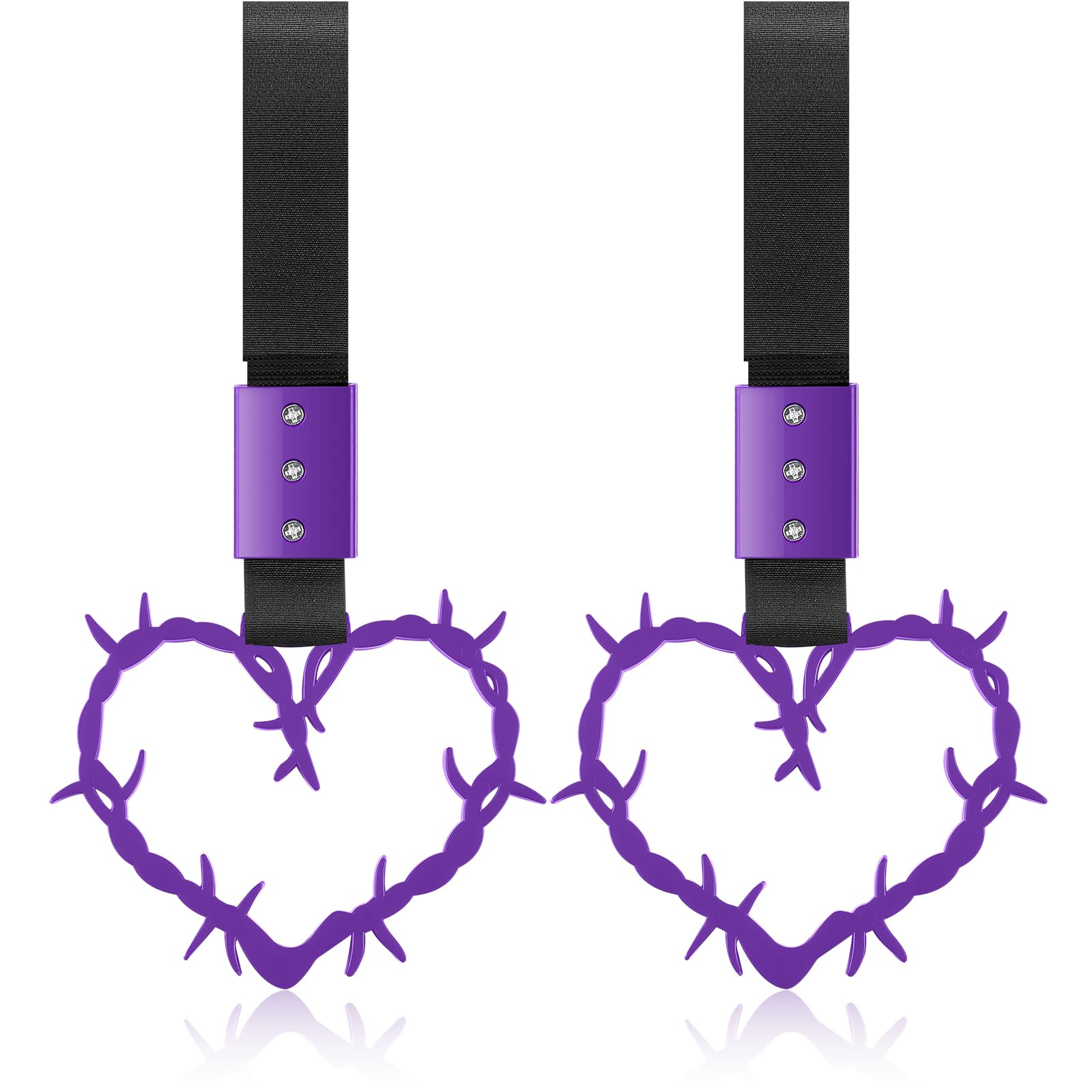 Fabbay 2 Pieces Heart Handle Keychains Car Accessory Heart Hand Strap Drift Charm For Car Interior Exterior Decoration(Purple,Th