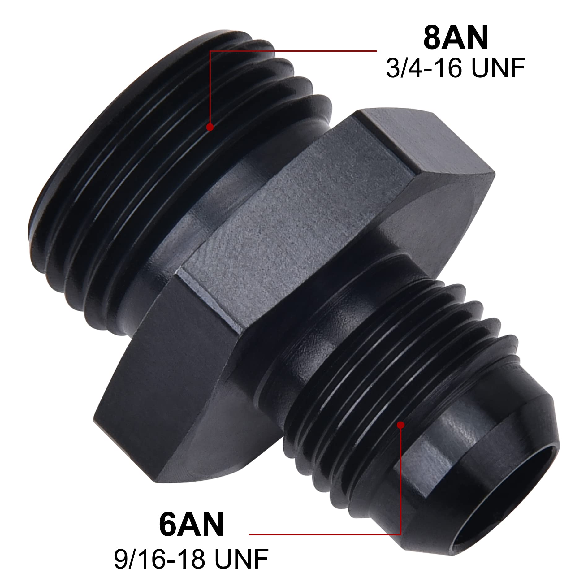 Evil Energy 6An Flare To An8 Orb Male O-Ring Fitting Adapter 4Pcs