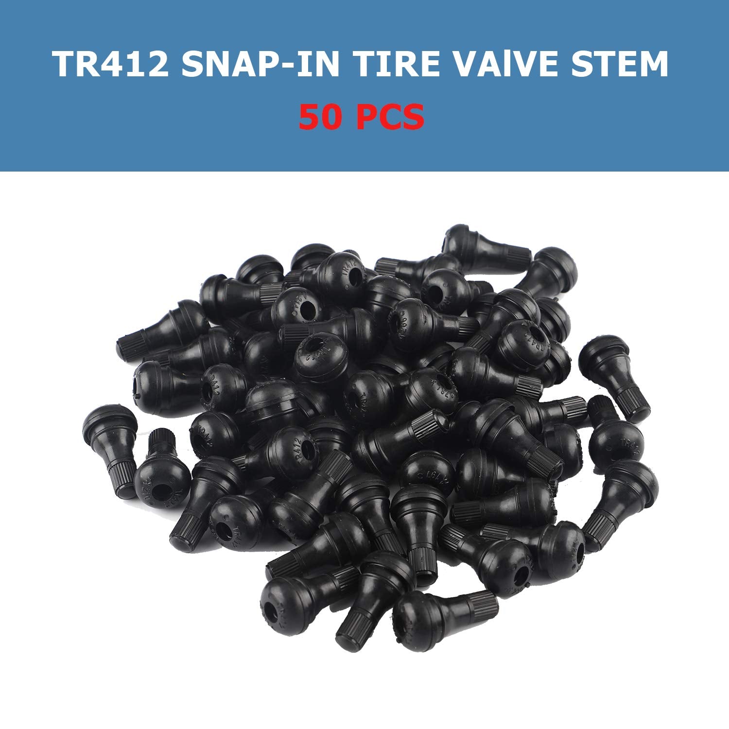 Ezisoe 50 Pcs Tr412 Black In Standard Length Stem Snap Rubber Valve Stems,For Off-Road Trucks Atv,Suvs,Rvs With Tubeless 0.453In 11.5Mm Rim Holes On Vehicles