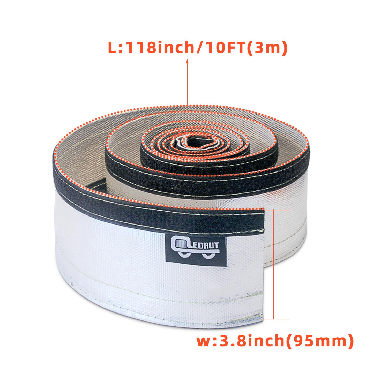 Heat Shroud Sleeve Aluminized Sleeving Express Aluminized Hose And Silver Hose Wire Protection Barrier With Hook And Loop Closure, 3/4' I.D.X 10Ft- 1' I.D.X 10Ft