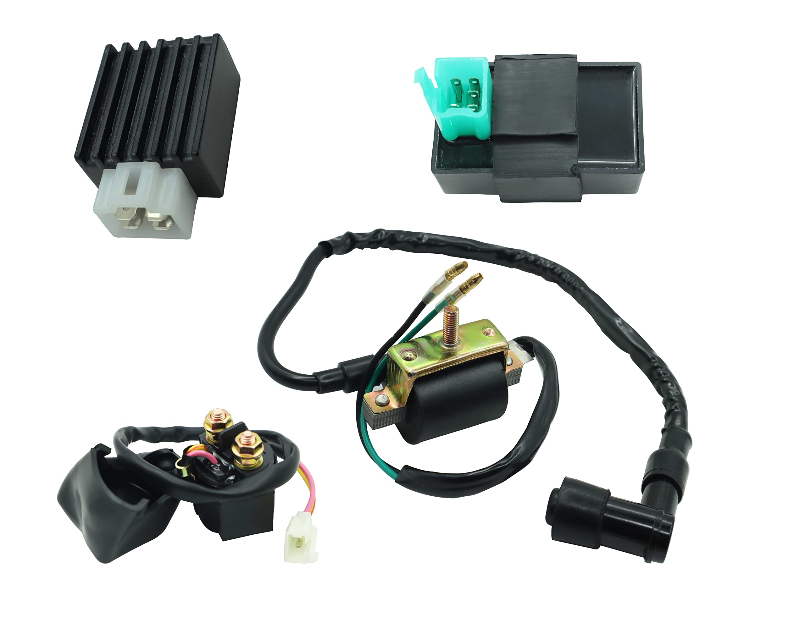 110cc ATV Starter Motor 2 Bolt Fits for Kids ATVs Quad Dirt Pit Bike TaoTao 50cc 70cc 90cc 110cc 125cc, 4 Piece ATV Part with So