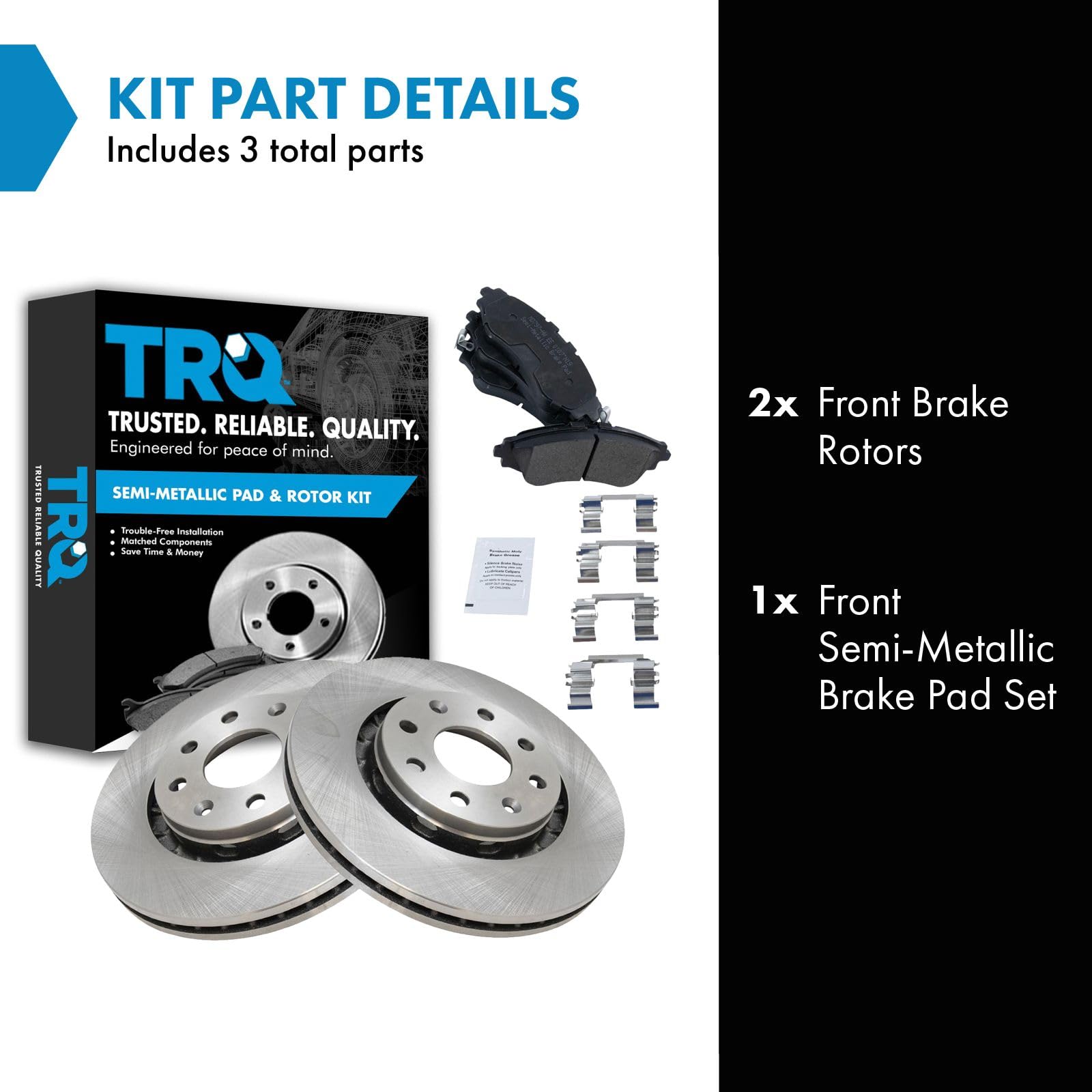 Trq Front Brake Pad & Rotor Kit Brake Pads Brake Rotor Semi-Metallic Compatible With 2004-2011 Chevrolet Aveo 2007-2011 Aveo5 20