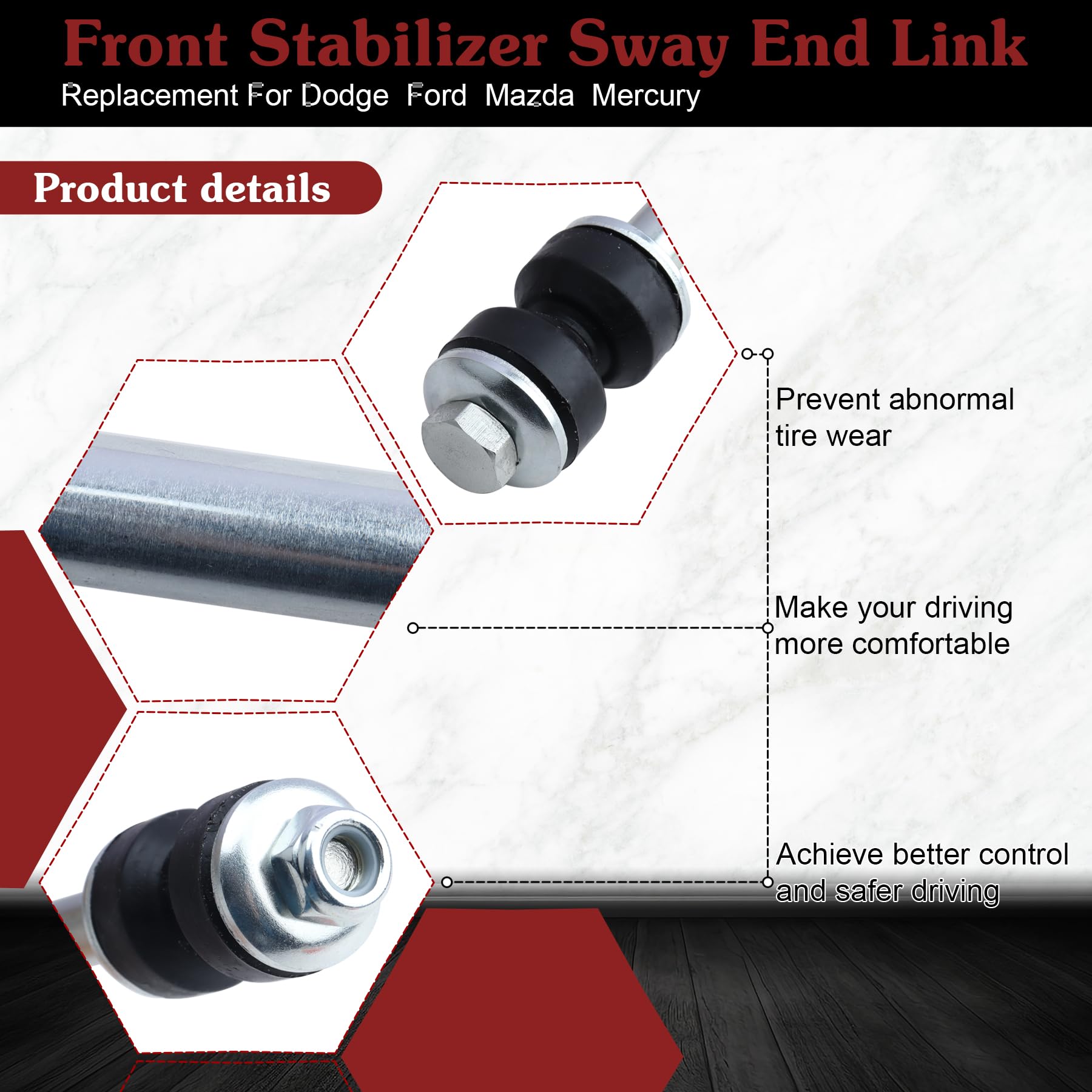Stiueoav K7275 Sway Bar Link - Front Stabilizer End Link Compatible With 1994-2001 Dodge Ram 1500/2500/3500?1995-2010 Ford Explo