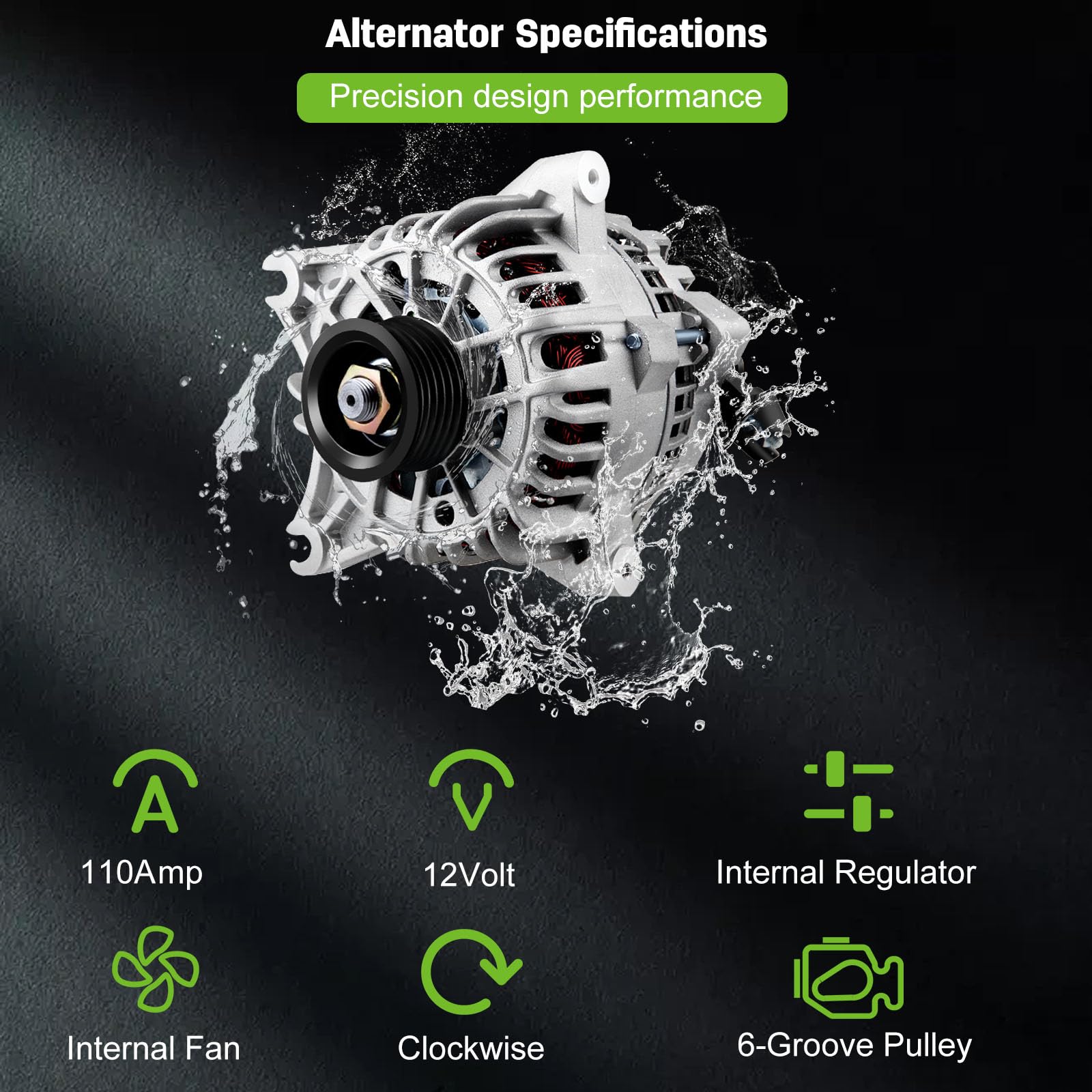 SCITOO High Output Alternator 110Amp for Ford Lincoln F150 Expedition Navigator 4.6L 5.4L V8 2004-2008 6-Groove Pul