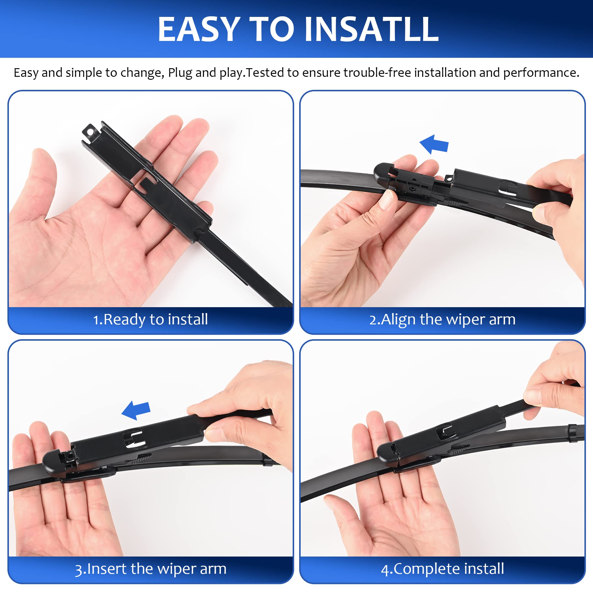 Windshield Wipers 24+19(Pinch Tab,Set Of 2) Replacement For Audi A3 2005-2013,Bmw 3-Series F80 F34 F31 F30 E90 E91 M3 4-Door 2009-2018