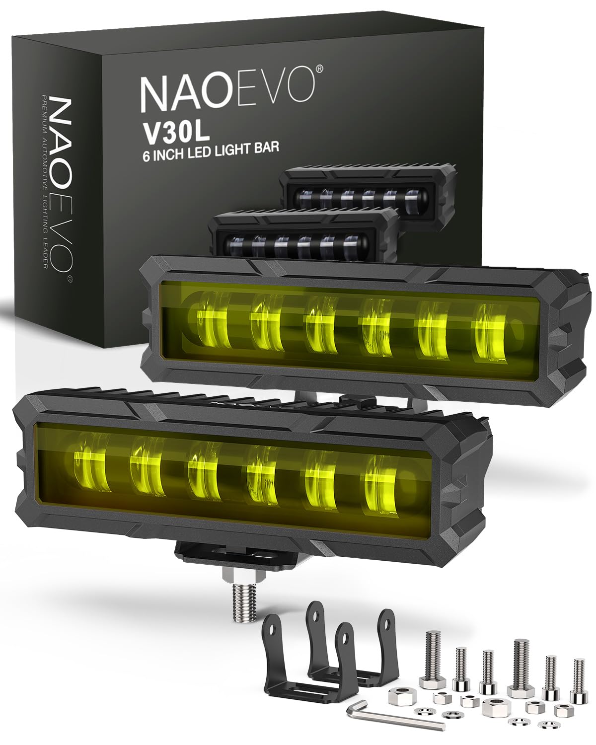 Naoevo 6 Inch Led Light Bar, 50W 2000Lm Lens Spot Lights, Led Fog Lights - Led Offroad Lights For Trucks/Cars/Boat/Atv/Utv, 2 Pc