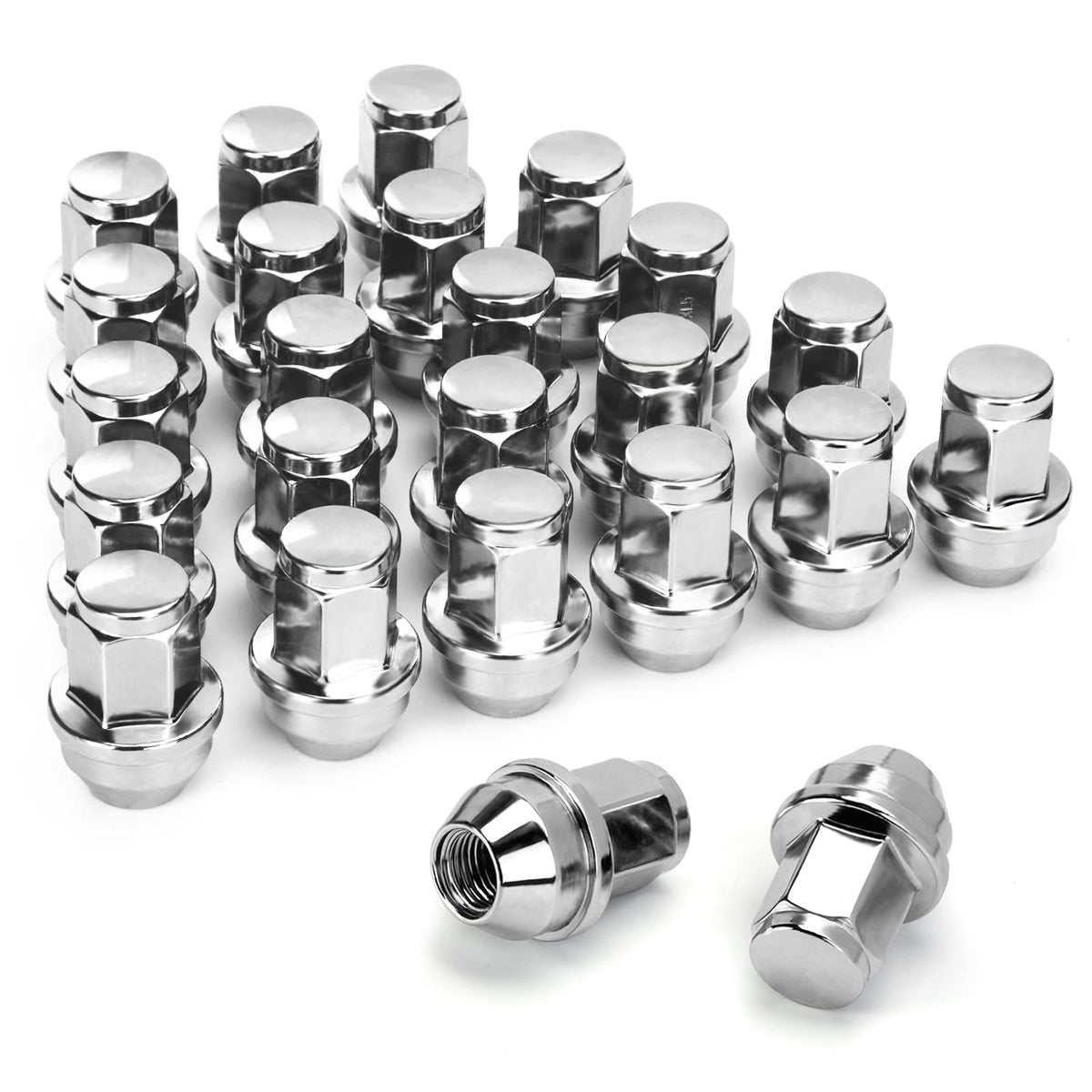 Dynofit 24Pcs 14X1.5 Oem/Stock Lug Nuts For 2015-2019 Expedition/F-150, M14-1.5 One-Piece Design Factory Chrome Wheel Lugnuts Fo