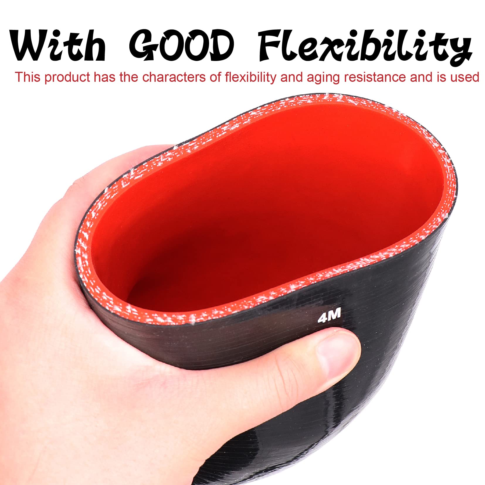 TuoLauthon 90 Degree 3 to 4 inch(76-102mm) Black Silicone Reducer Coupler Hose,4-Ply Reinforced,Length 4inch(102mm) with 2PCS cl