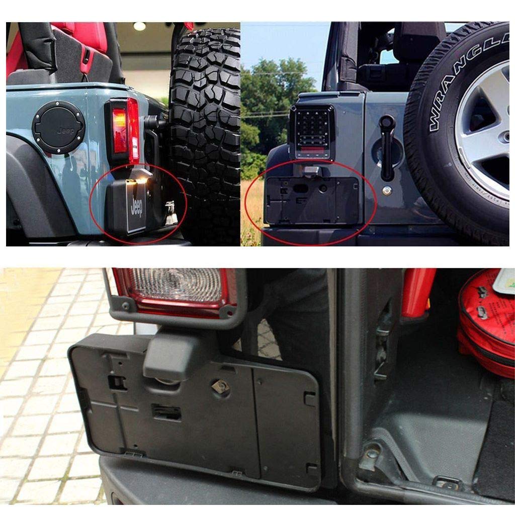 Jecar Fit For Jk License Plate Holder Frame With Light Rear License Plate Mounting Bracket Compatible With 2007-2017 Jeep Wrangler Jk Jku Sahara Rubicon X Sport & Unlimited