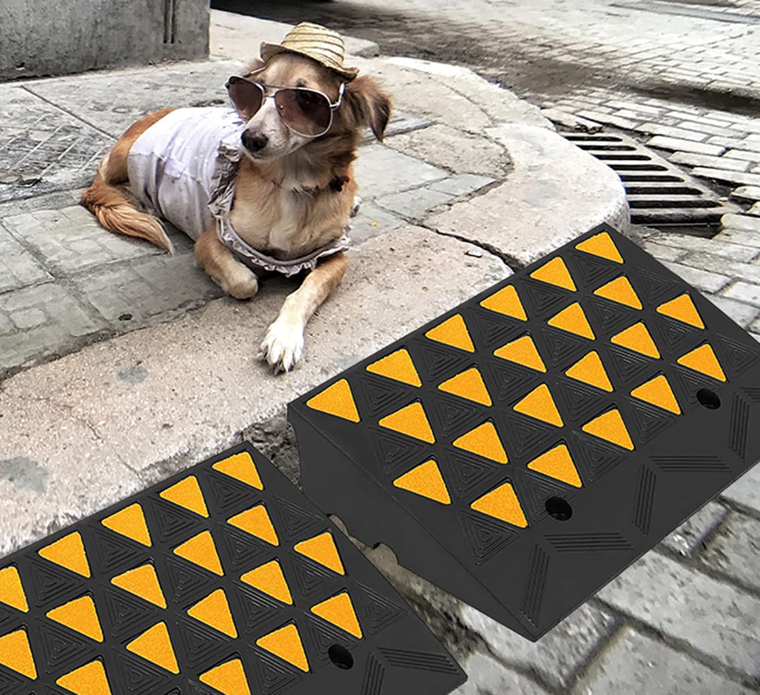 BESEA Rubber Curb Ramp 6'' inch High 23.6'' Length (Heavy Duty Ramp), for Driveway Curb Ramp Car Motorcycle Loading Dock Truck P