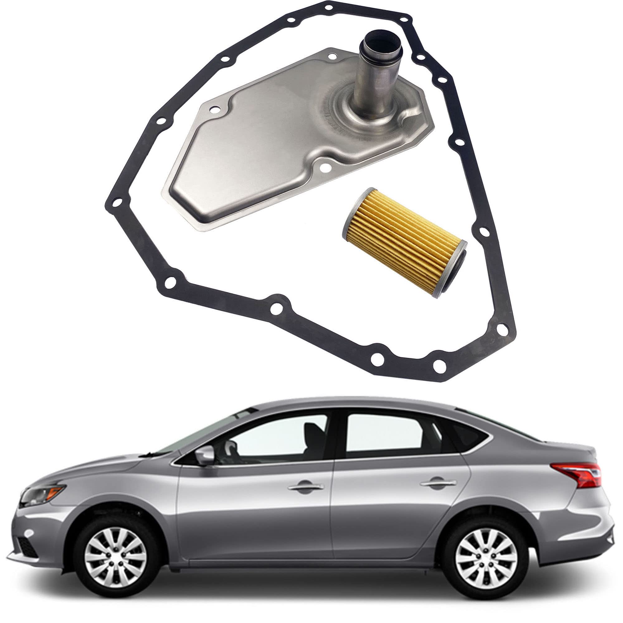 Yzusgomumu 33010-Jf015 Car 15 Hole 3Pcs Transmission Oil Filters & Pan Gasket Set Compatible With 2012-2019 Nissan Sentra Versa 