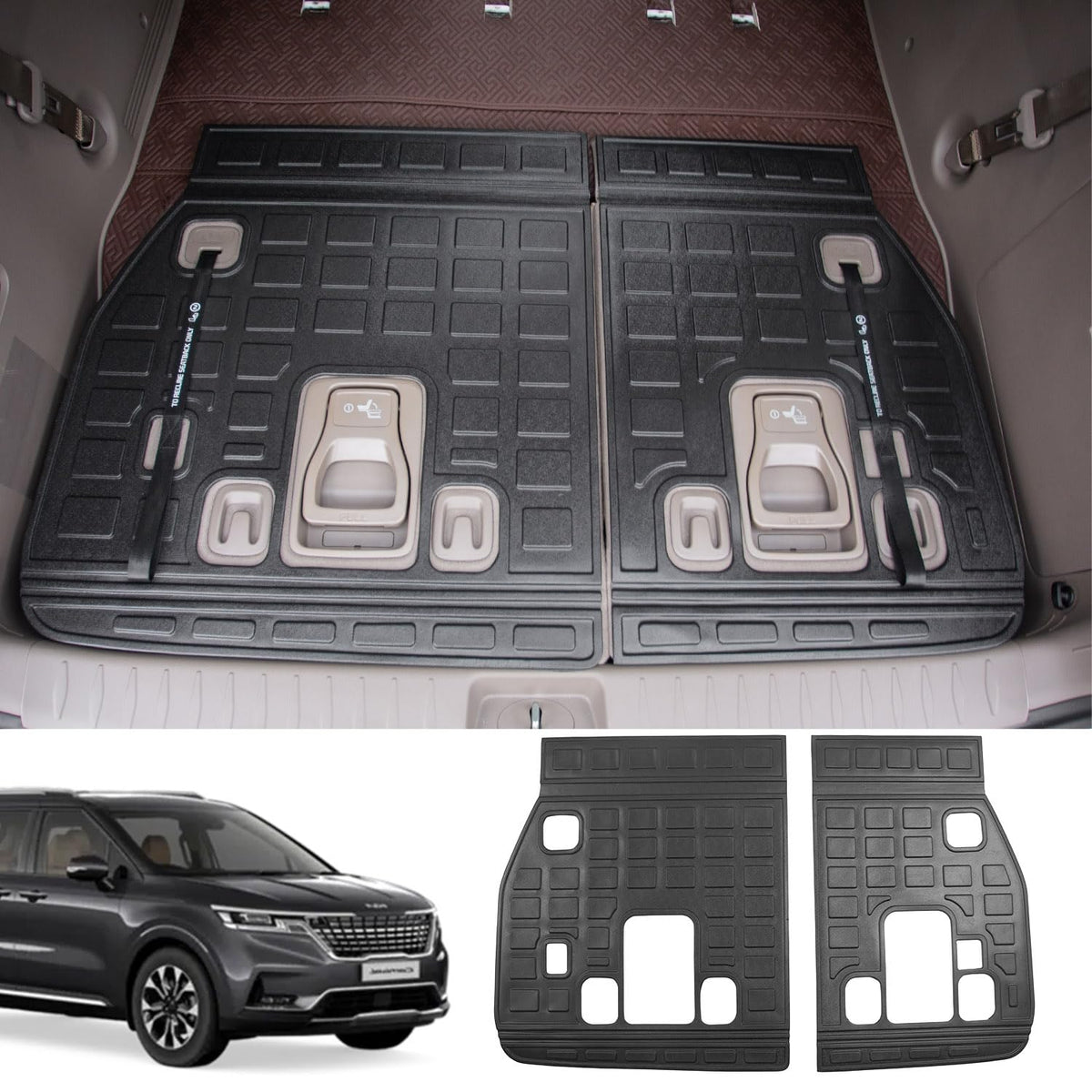 Powoq Backrest Mats Compatible With 2022-2024 Kia Carnival Non-Hybrid Back Seat Protector Behind 3Rd Row Replacement For 2022 2023 2024 Kia Carnival Accessories (Rear Backrest Mat)