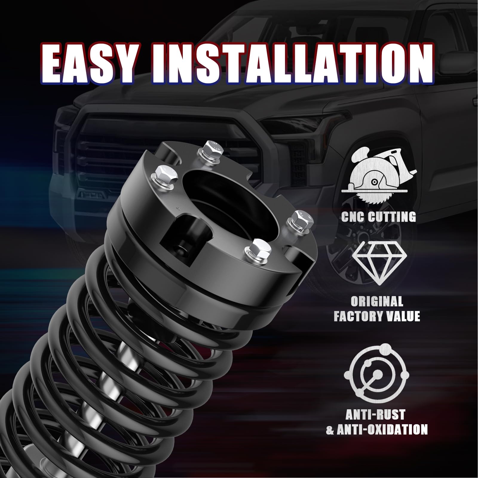 2 Inch Front Leveling Lift Kits For 2007-2021 Tundra, 2 ' ' Forged Front Strut Spacers Suitable For Tundra 2007-2021