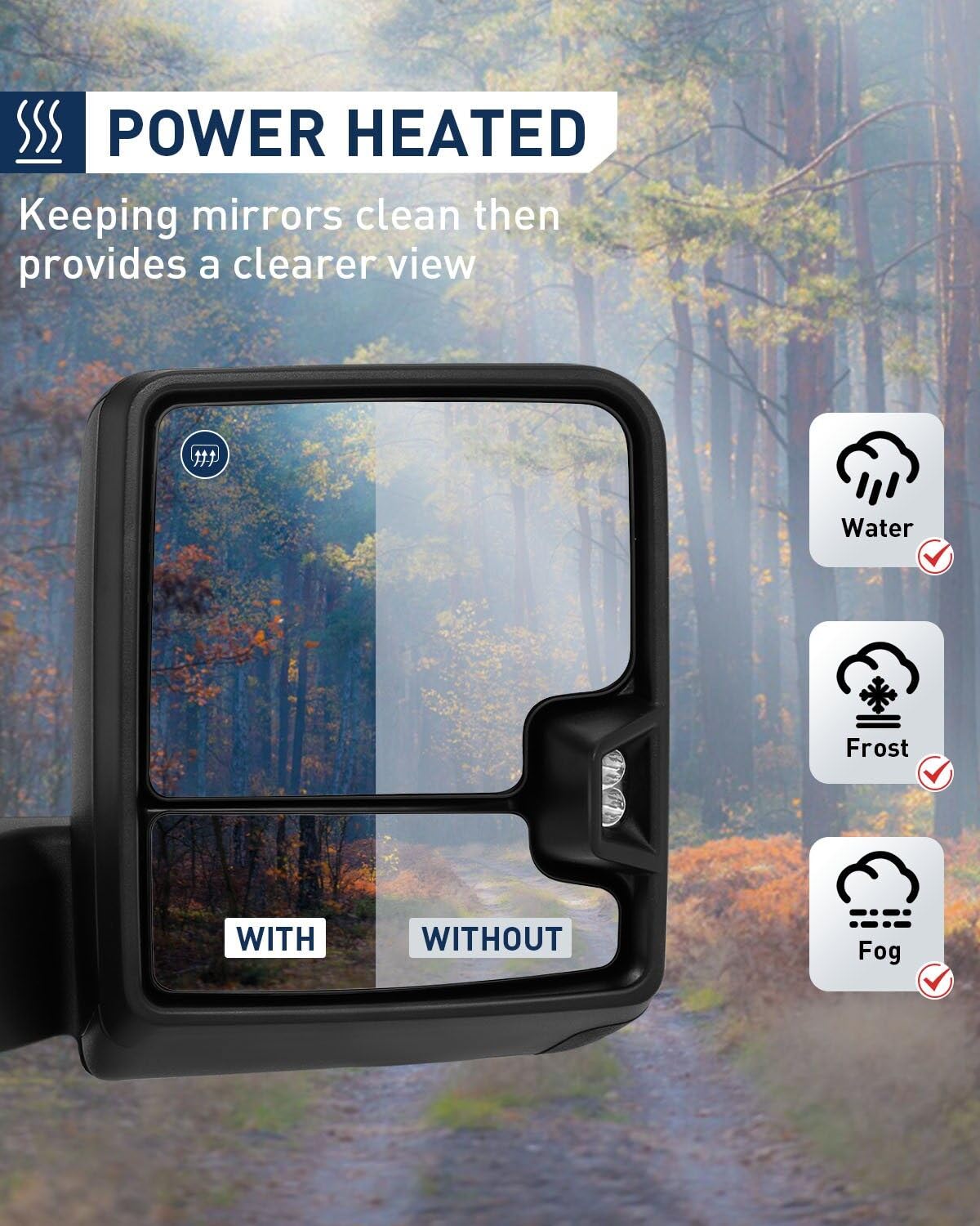 Eccpp Towing Mirrors Tow Mirrors With 2019-2022 For Gmc For Serria 1500 Power Heated Turn Signal Width Puddle Running Back-Up Light Temp Sensor Chrome Pickup Truck Mirrors