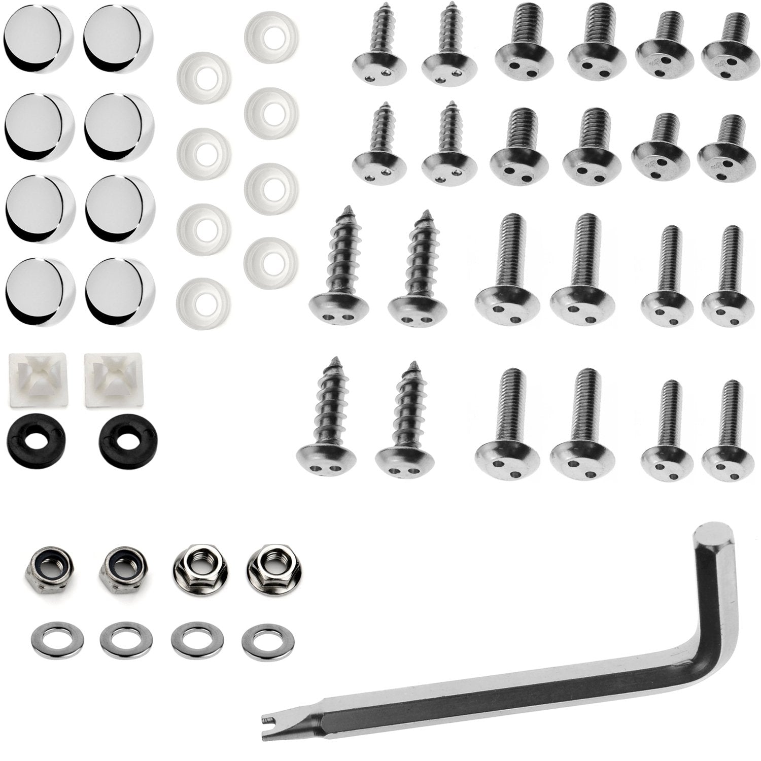 Lfparts Stainless Steel Rust Resistant License Plate Frame Security Anti-Theft Locking Screws Fasteners Ultimate Kit Domestic Im