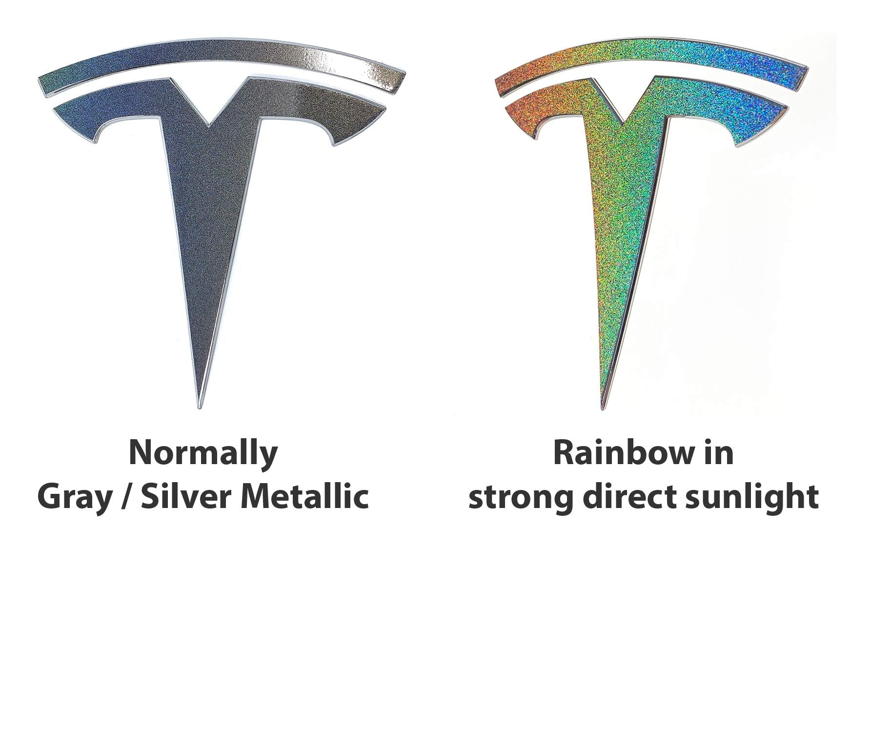 Custom Cut Graphics Logo Decal Wrap For Tesla Model 3 (Gloss Flip Psychedelic - Silver/Rainbow)