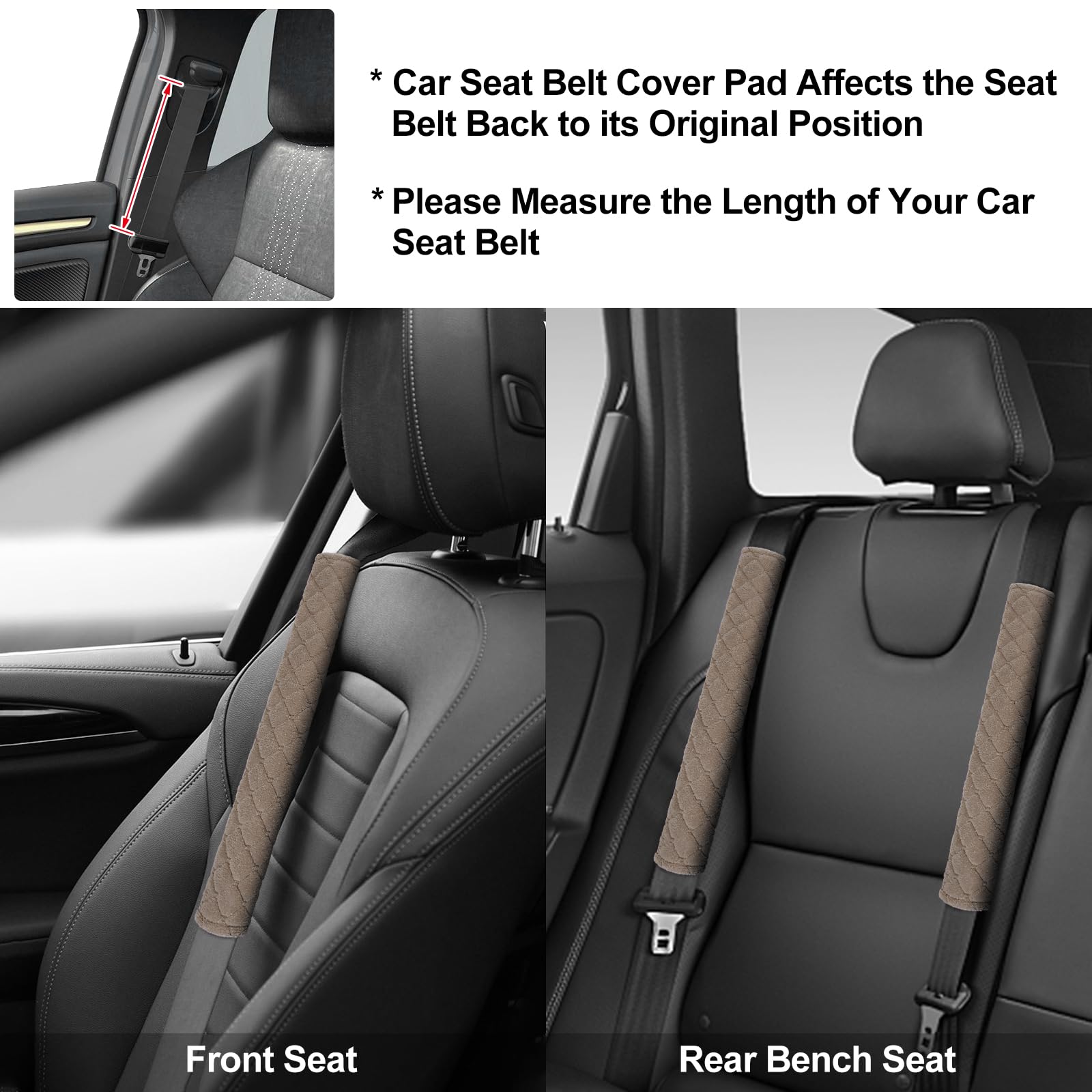 surpassme Car Seat Belt Pads Cover, 2PCS 15in Extra Length Seat Belt Shoulder Strap Covers Protector to Release Stress to Neck a