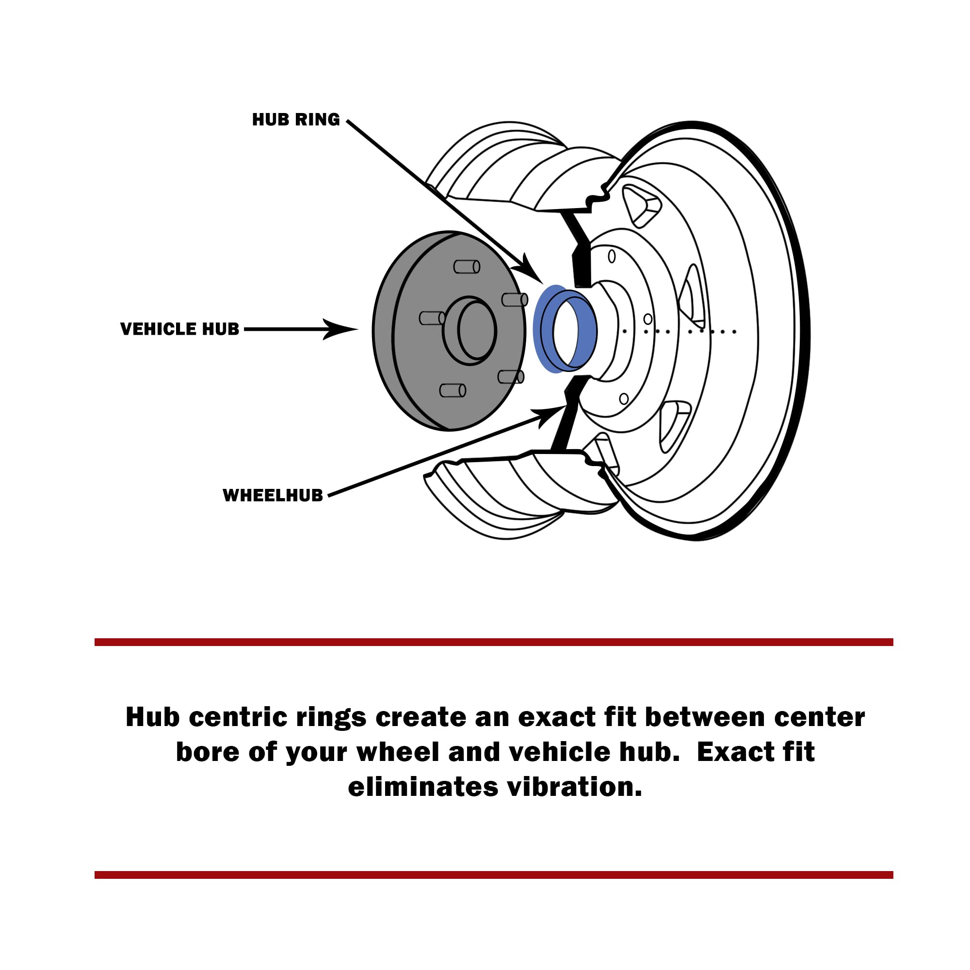 Wheel Accessories Parts Set Of 4 Hub Centric Ring 106.10Mm Od To 78.10Mm Hub Id, Black Polycarbonate (Wheel Hub Ring, 4 Pack, 10